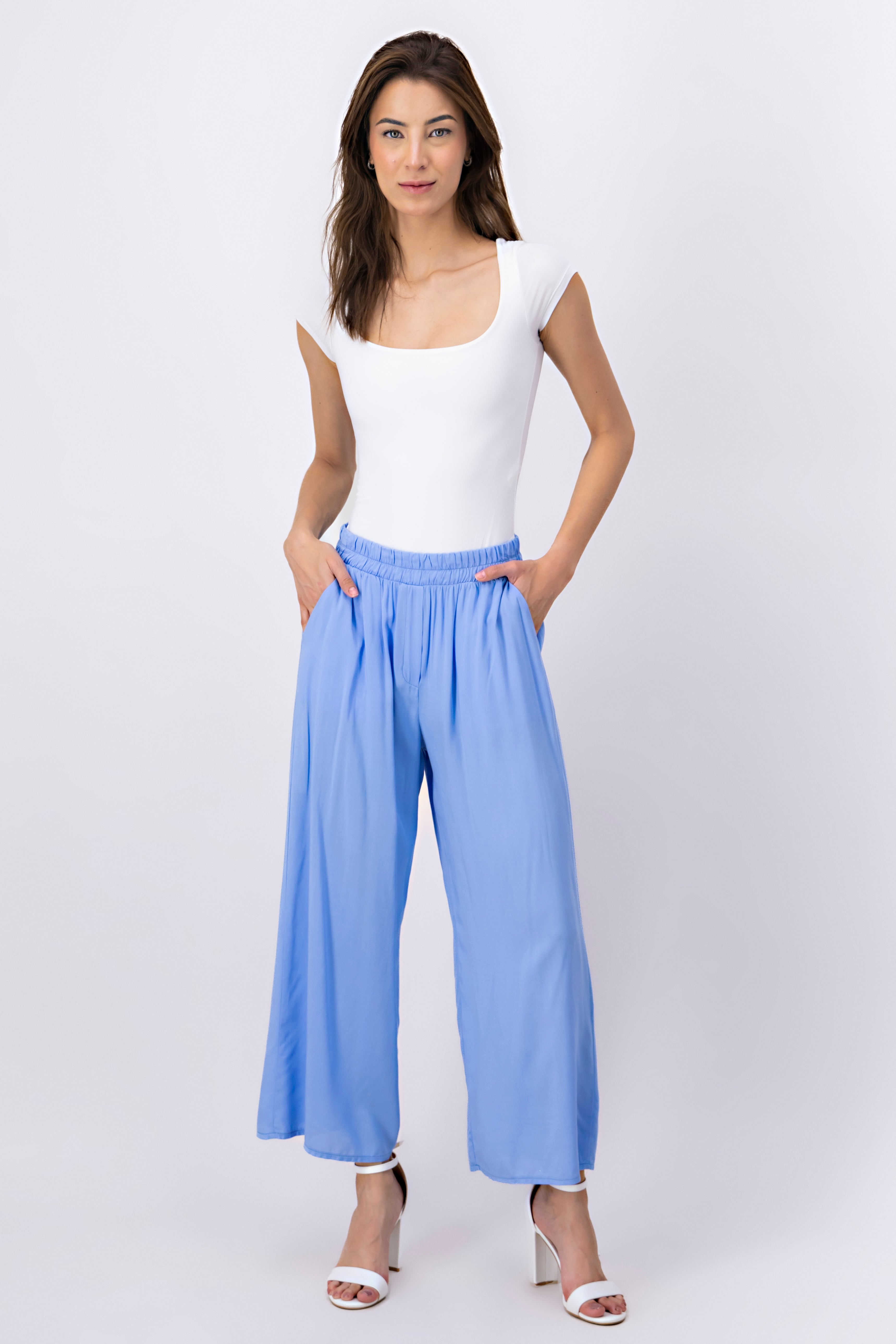 Wide Leg pants Frievid High Waist PASTEL BLUE