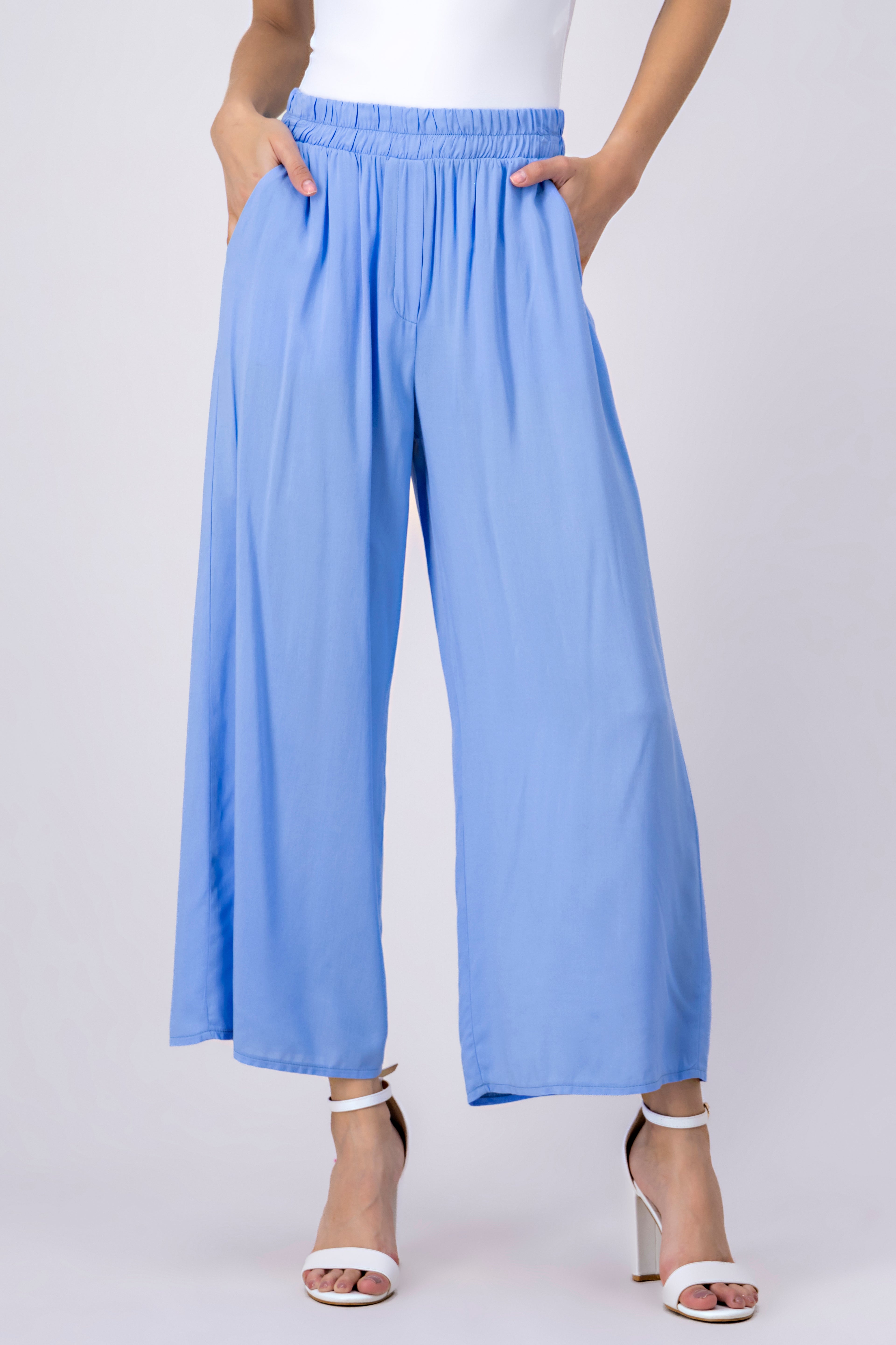 Wide Leg pants Frievid High Waist PASTEL BLUE