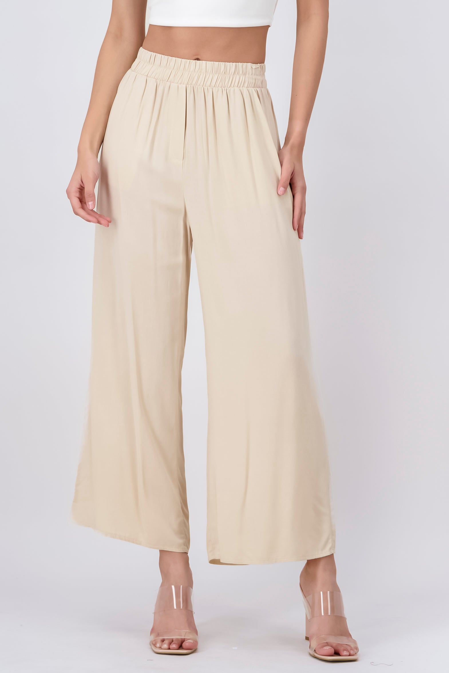 Wide Leg pants Frievid High Waist Khaki
