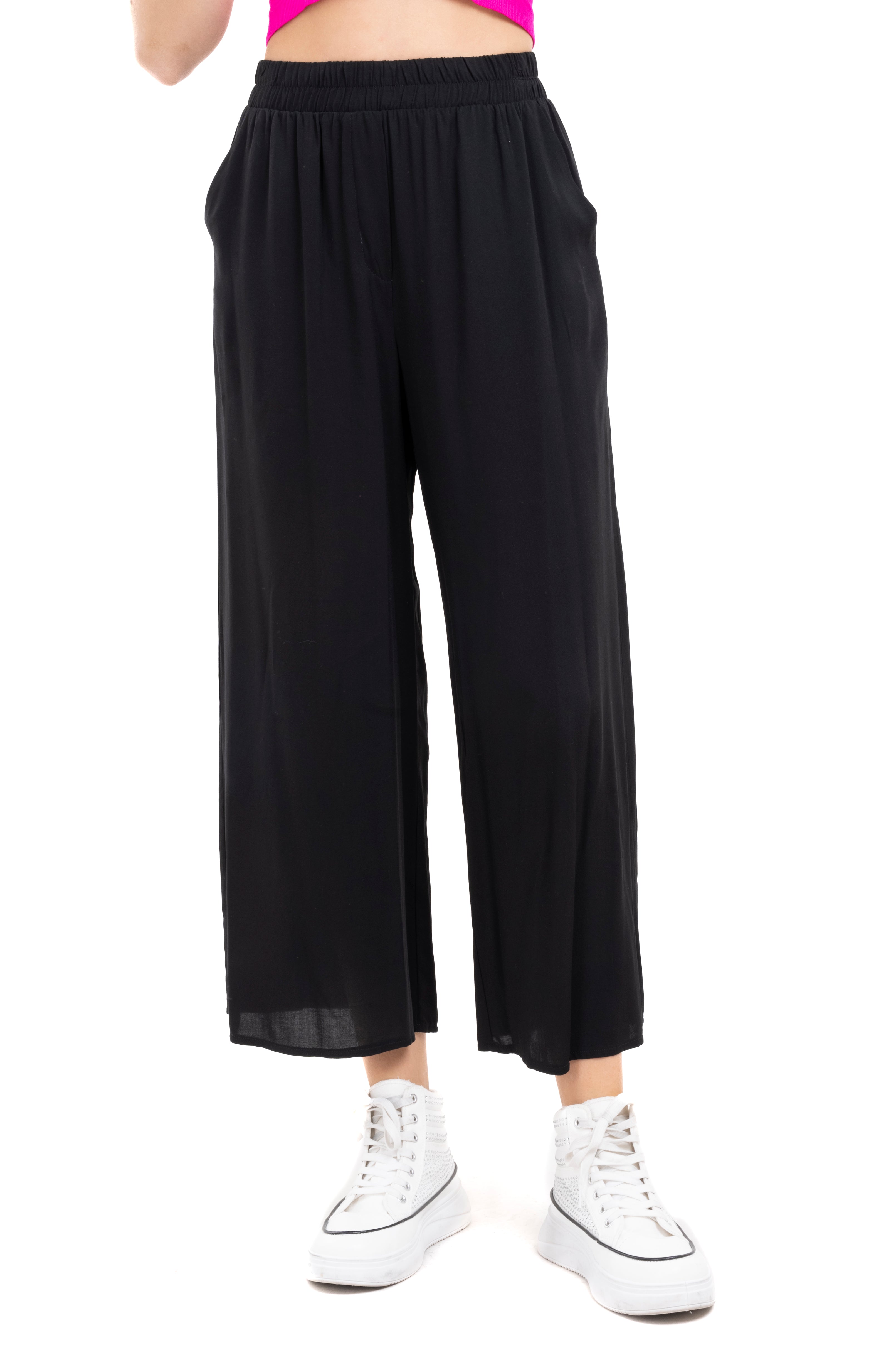 Wide Leg pants Frievid High Waist BLACK
