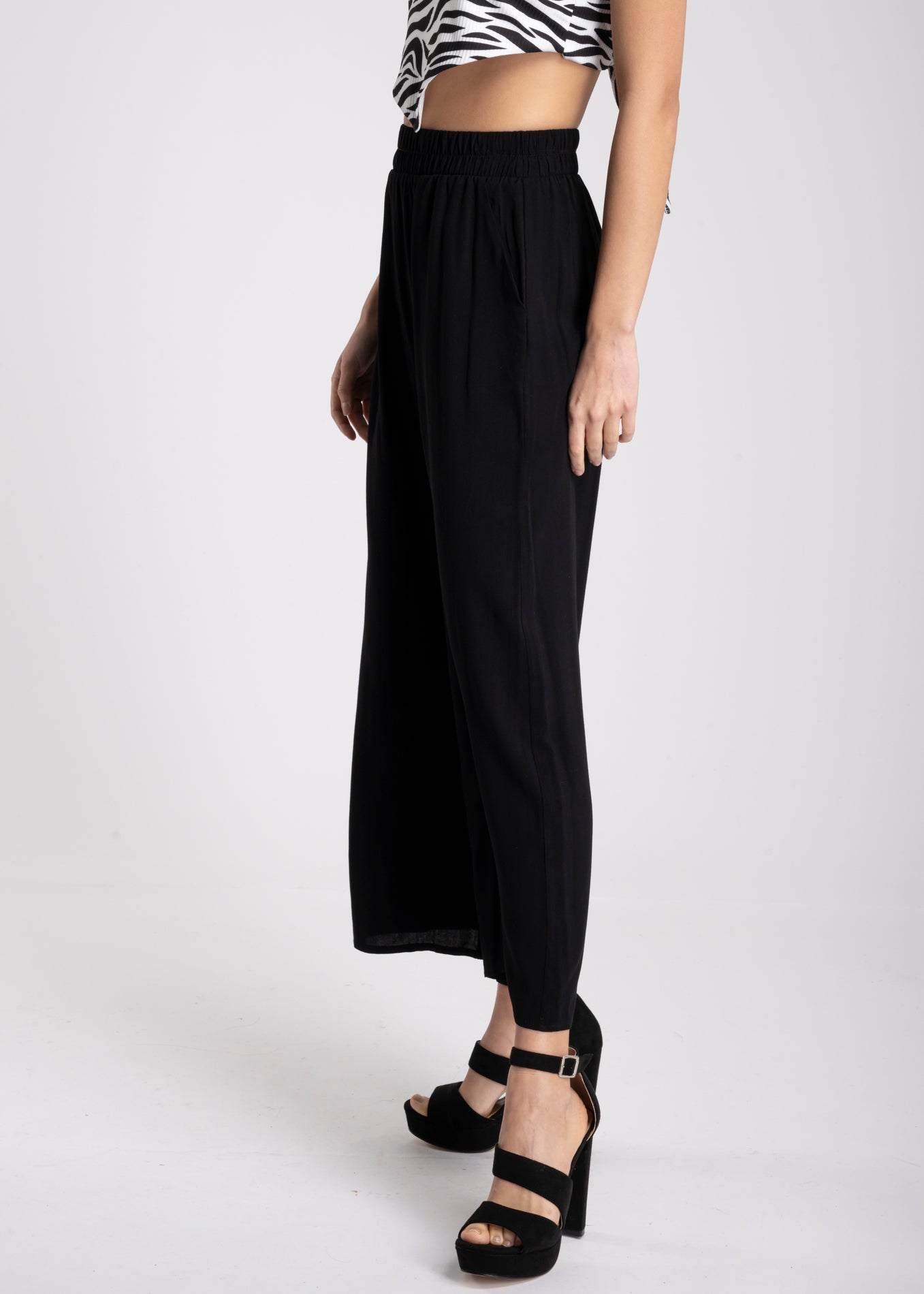 Wide Leg pants Frievid High Waist BLACK