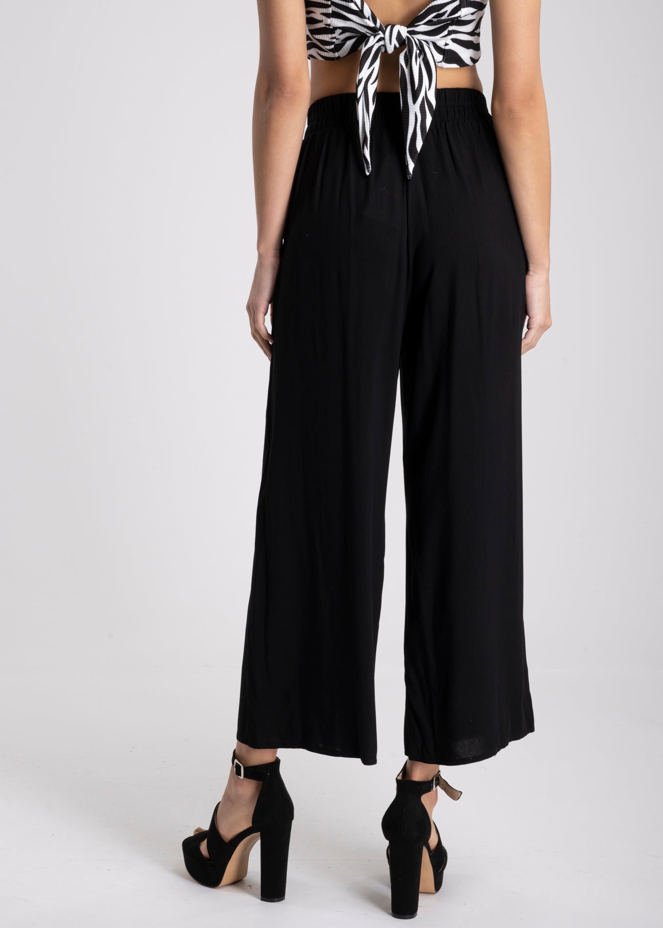 Wide Leg pants Frievid High Waist BLACK