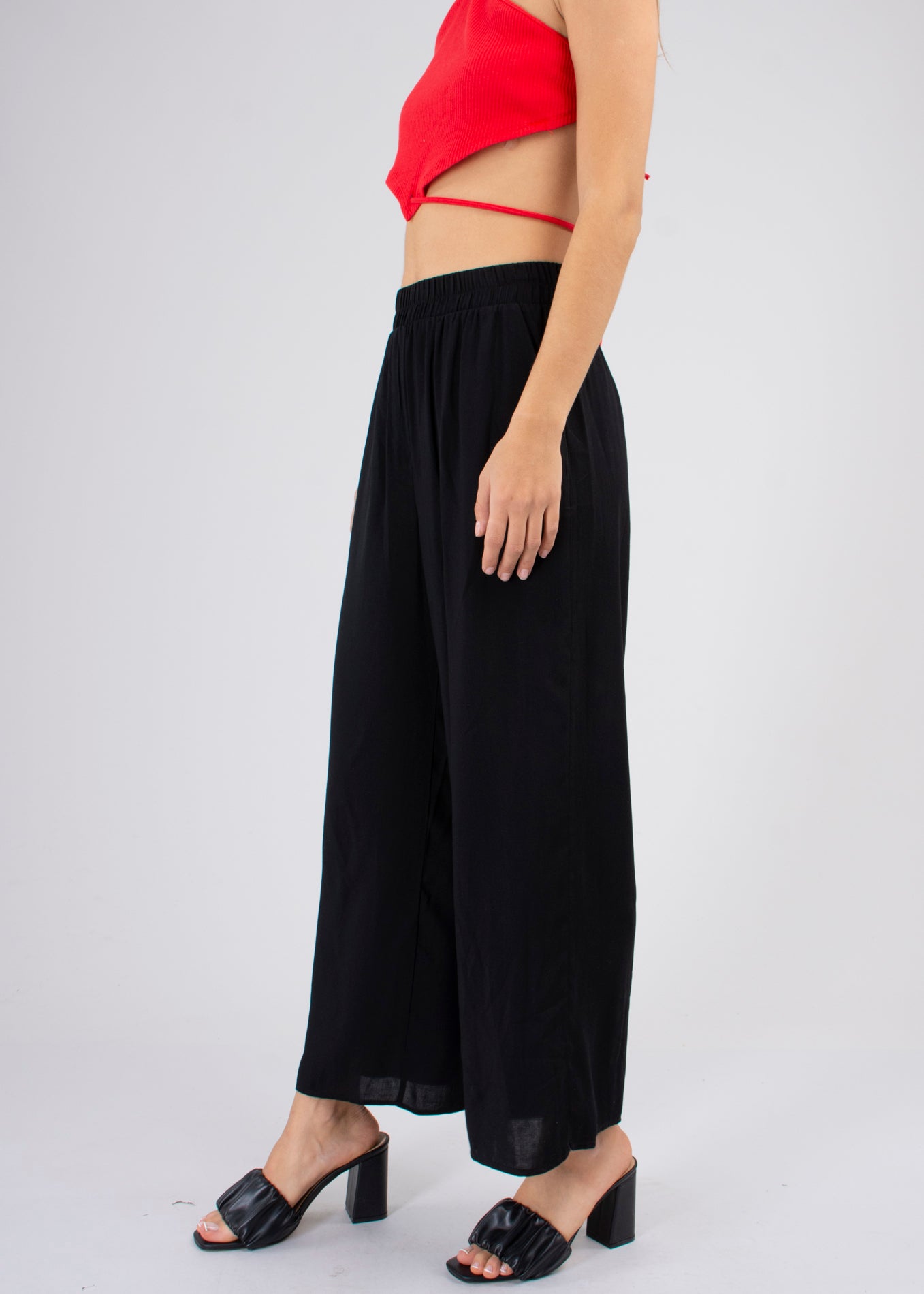 Wide Leg pants Frievid High Waist BLACK