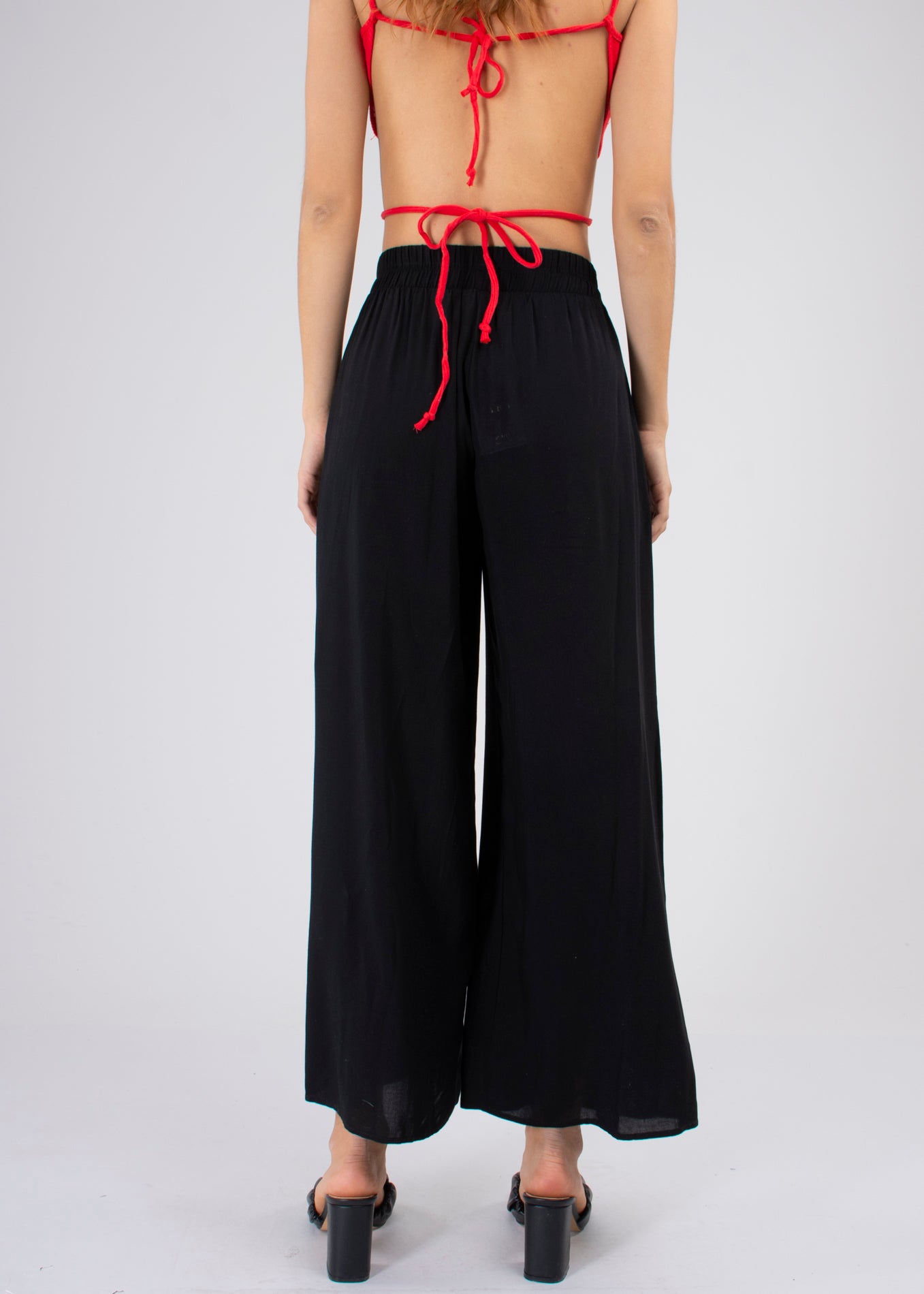 Wide Leg pants Frievid High Waist BLACK