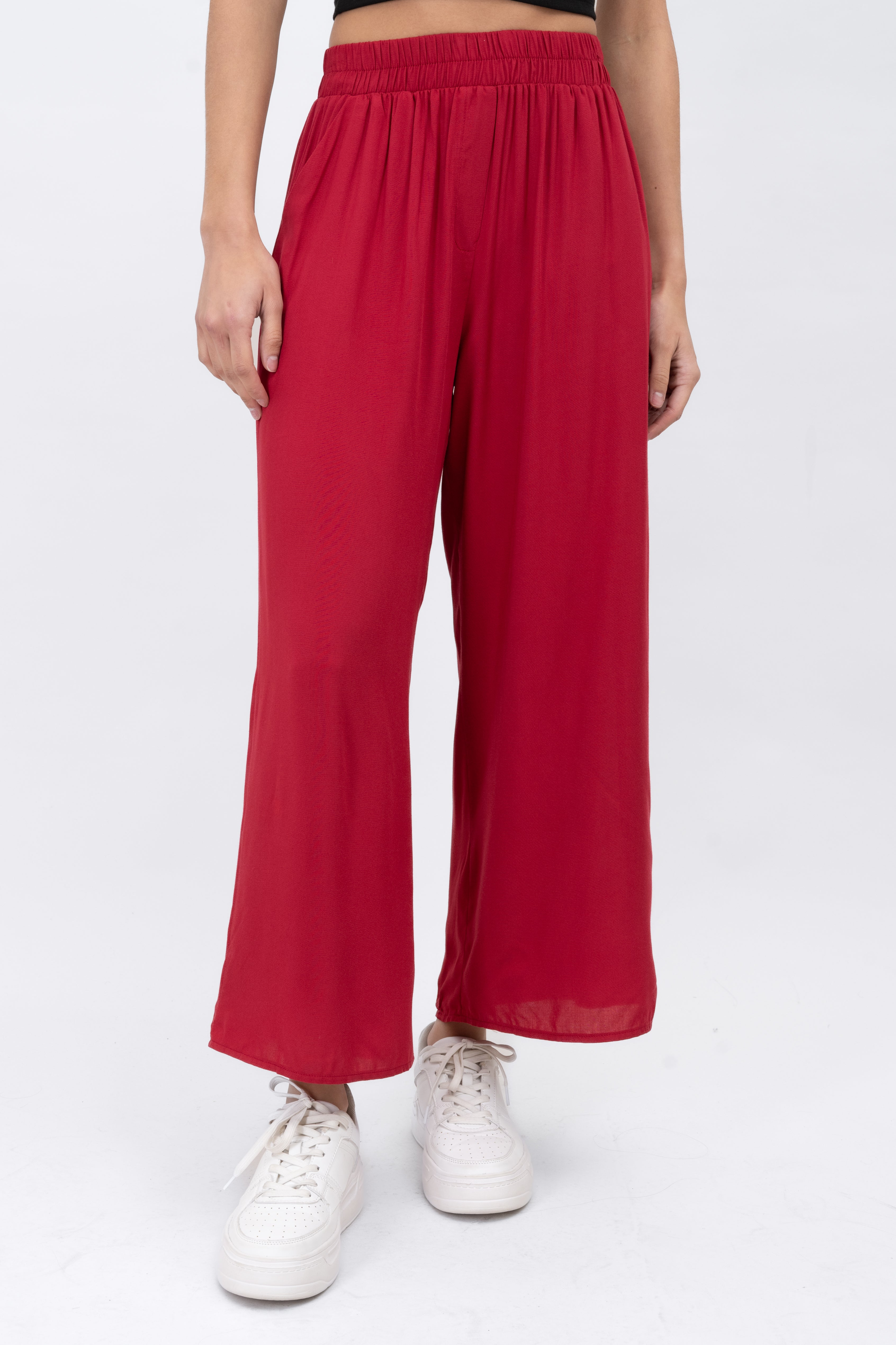 Wide Leg pants Frievid High Waist Cherry red