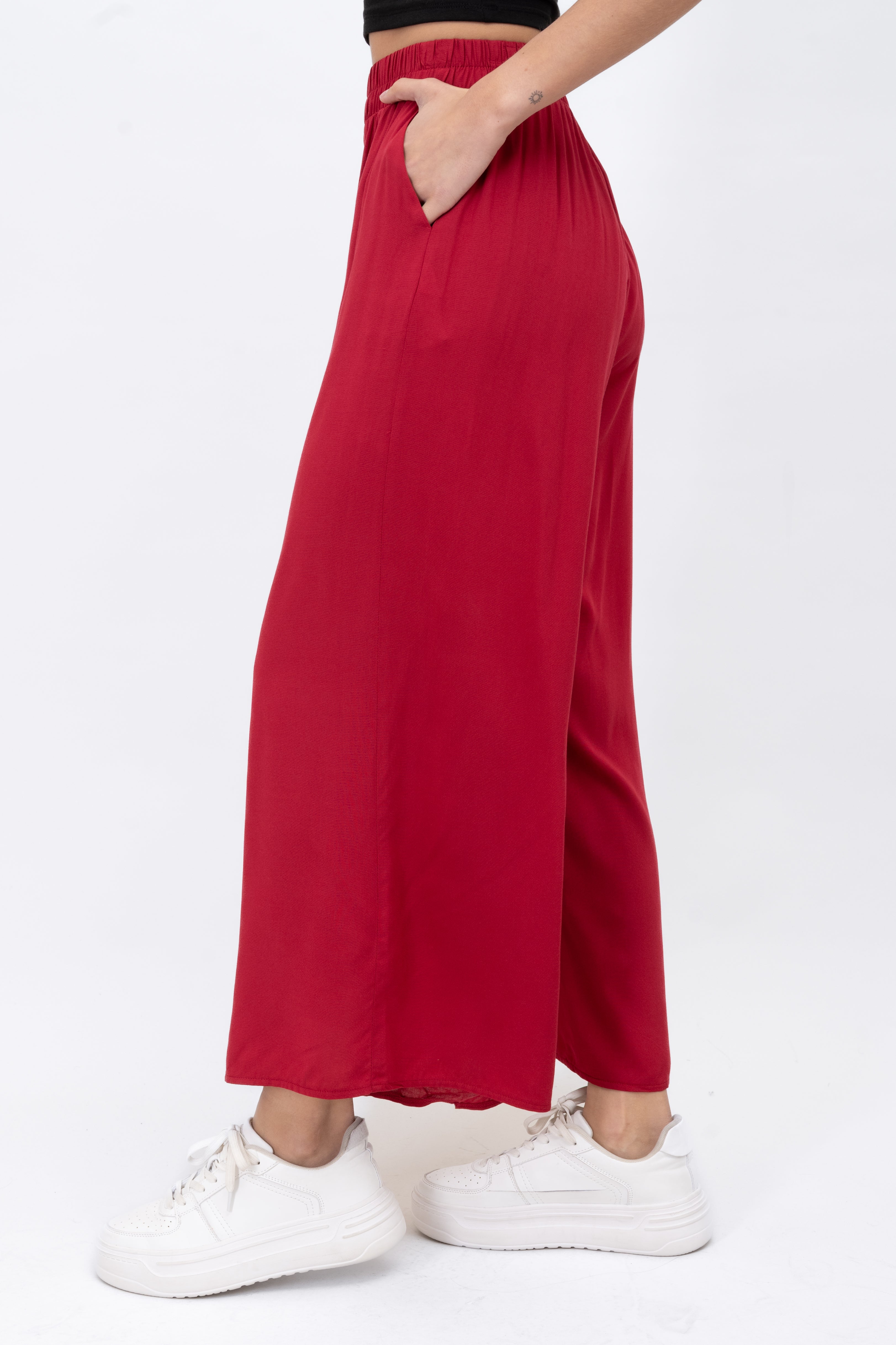 Wide Leg pants Frievid High Waist Cherry red