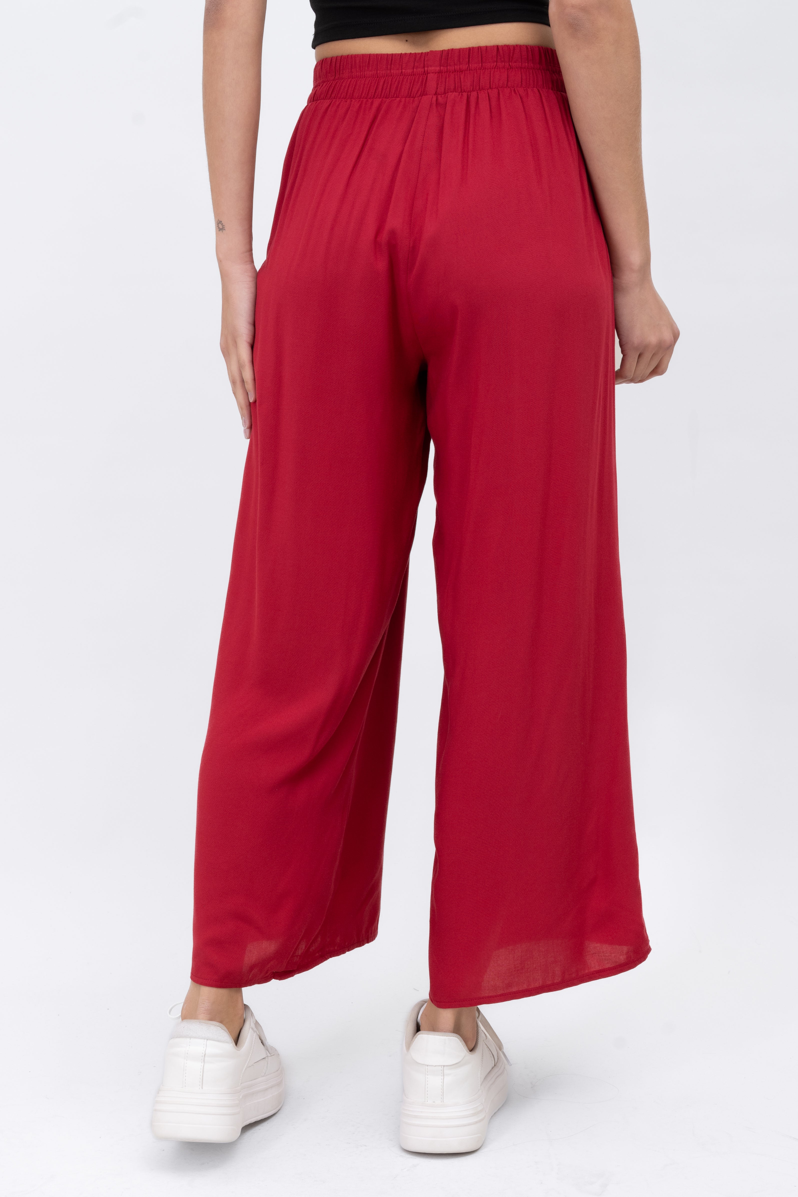 Wide Leg pants Frievid High Waist Cherry red