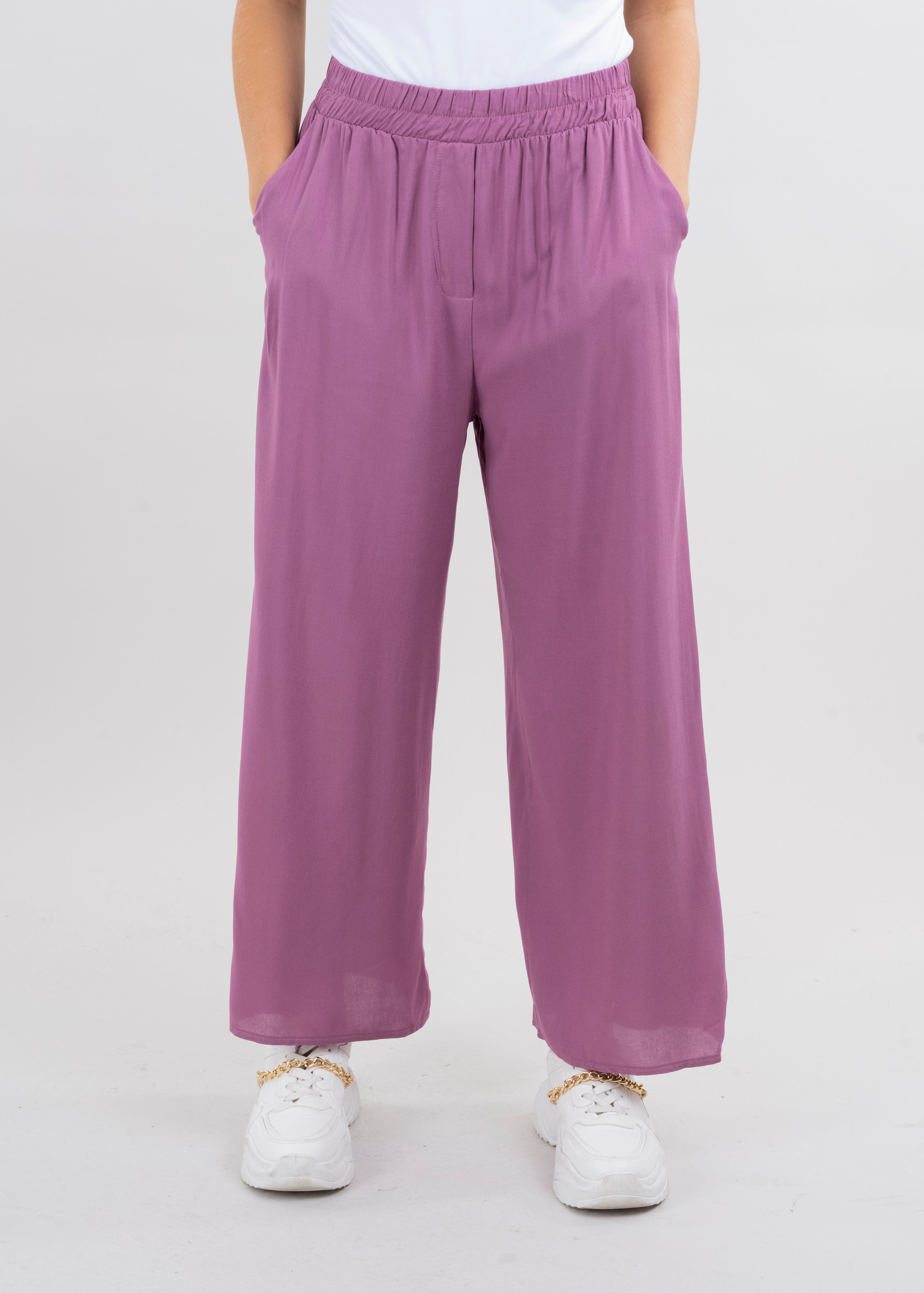 Wide Leg pants Frievid High Waist Dark lilac