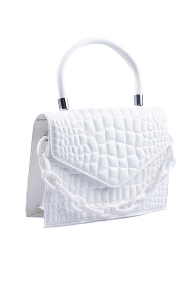 Bolsa Crossbody Cocodrilo Cadenas BLANCO