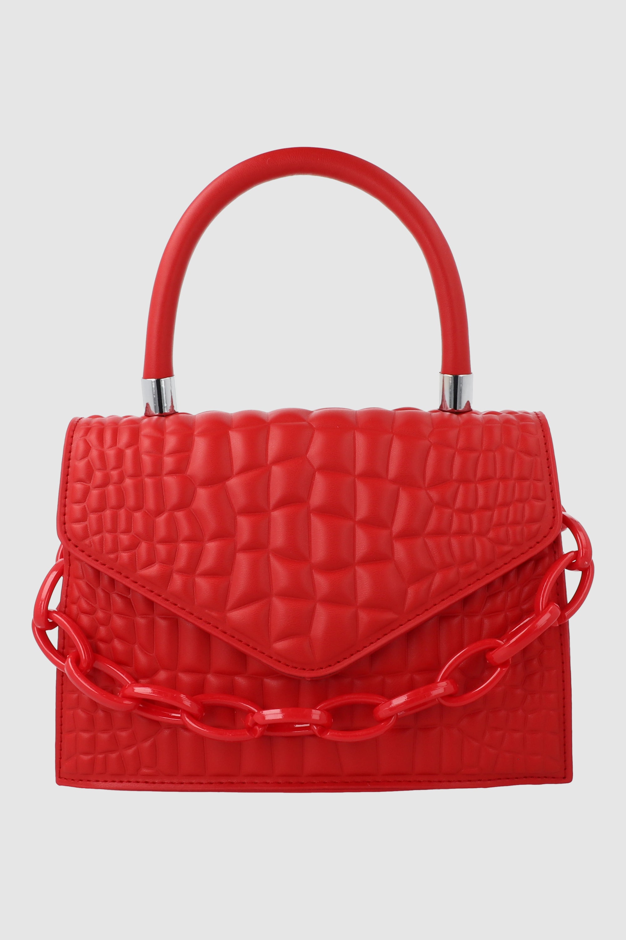 Bolsa Crossbody Cocodrilo Cadenas ROJO