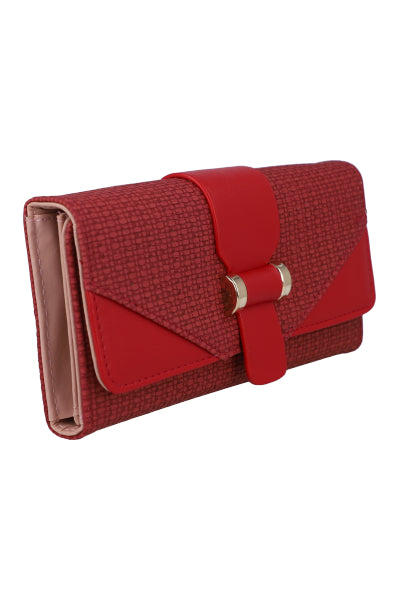 Cartera Larga Texturas Moño ROJO