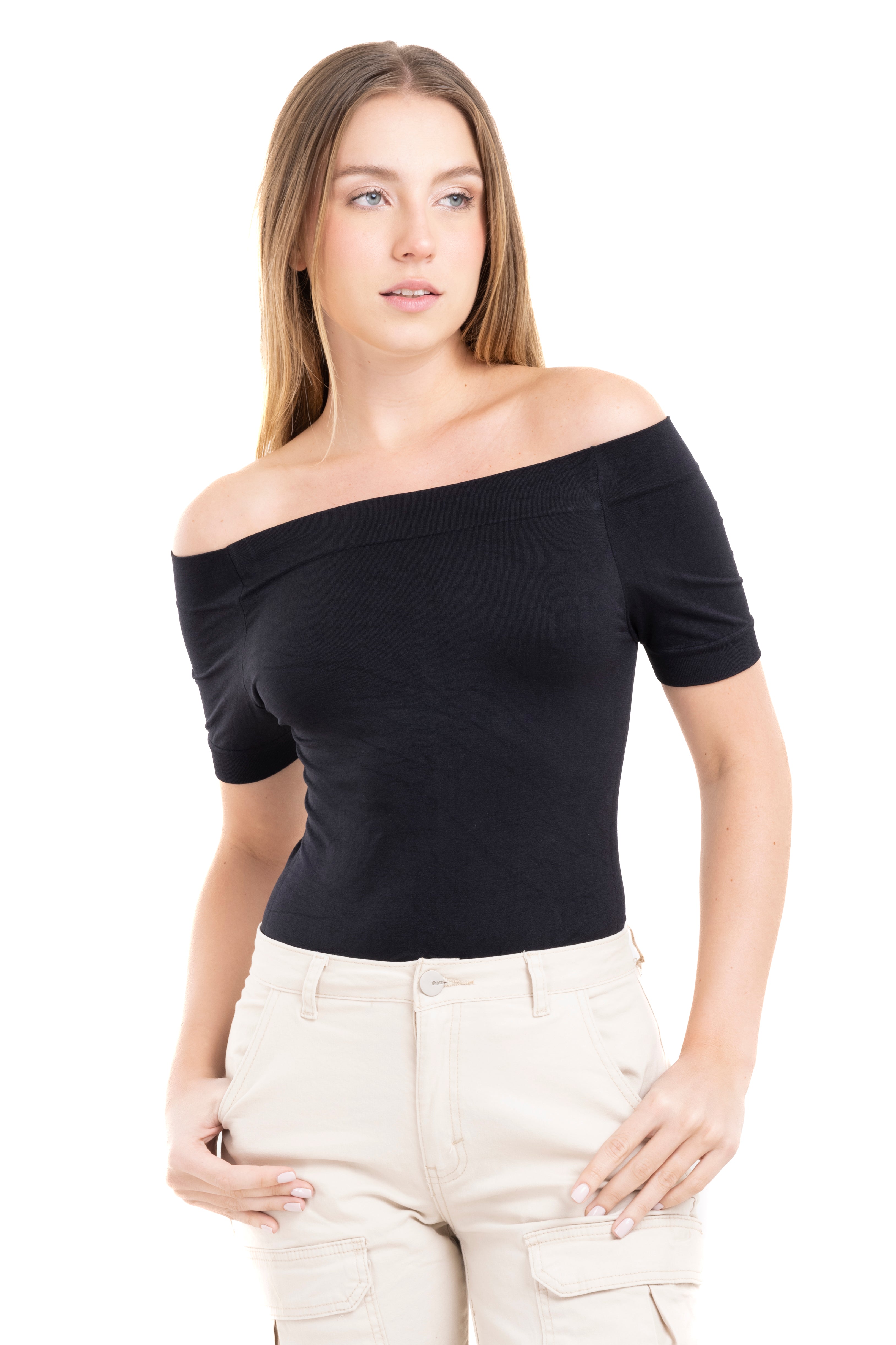 Bodysuit Liso Hombros Descubiertos NEGRO