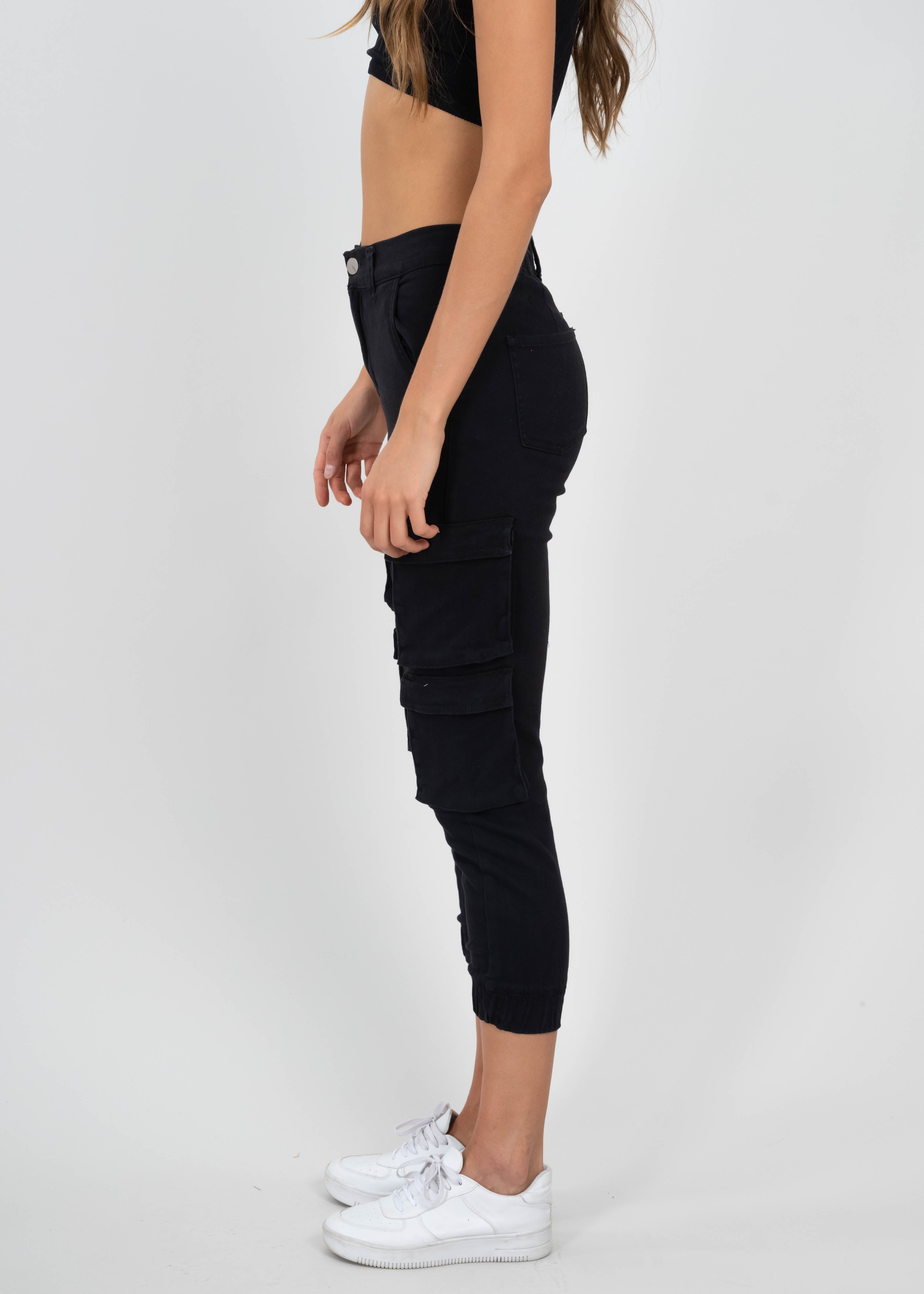 Jeans Cu a High Waist Four Bags BLACK