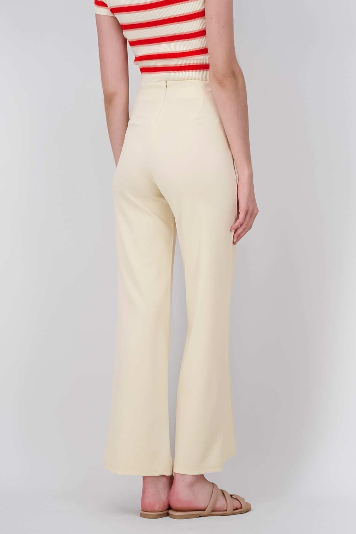 Pantalón Wide Leg Cintura Alta Costuras CREMA