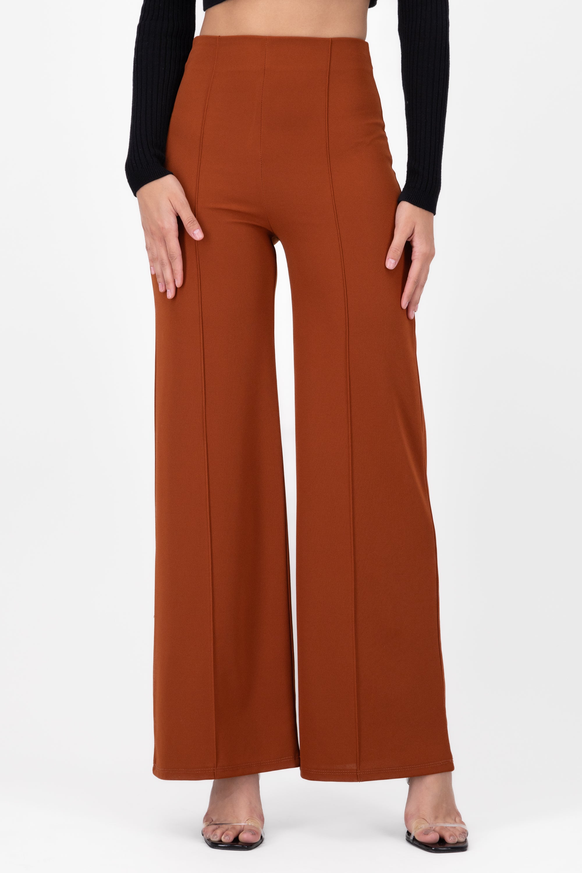 Wide leg pants high seams waist COPPER