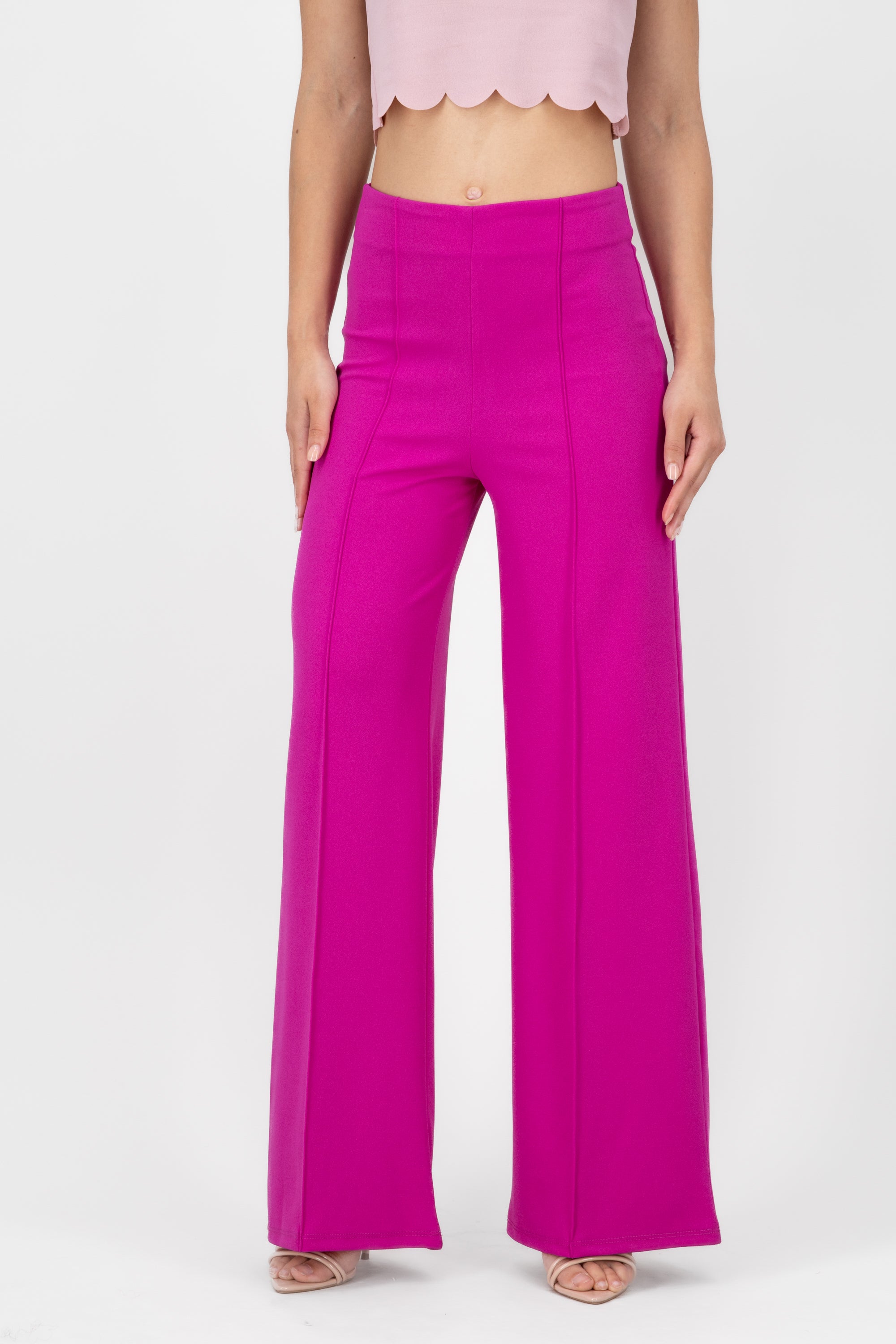 Wide leg pants high seams waist GRAPE