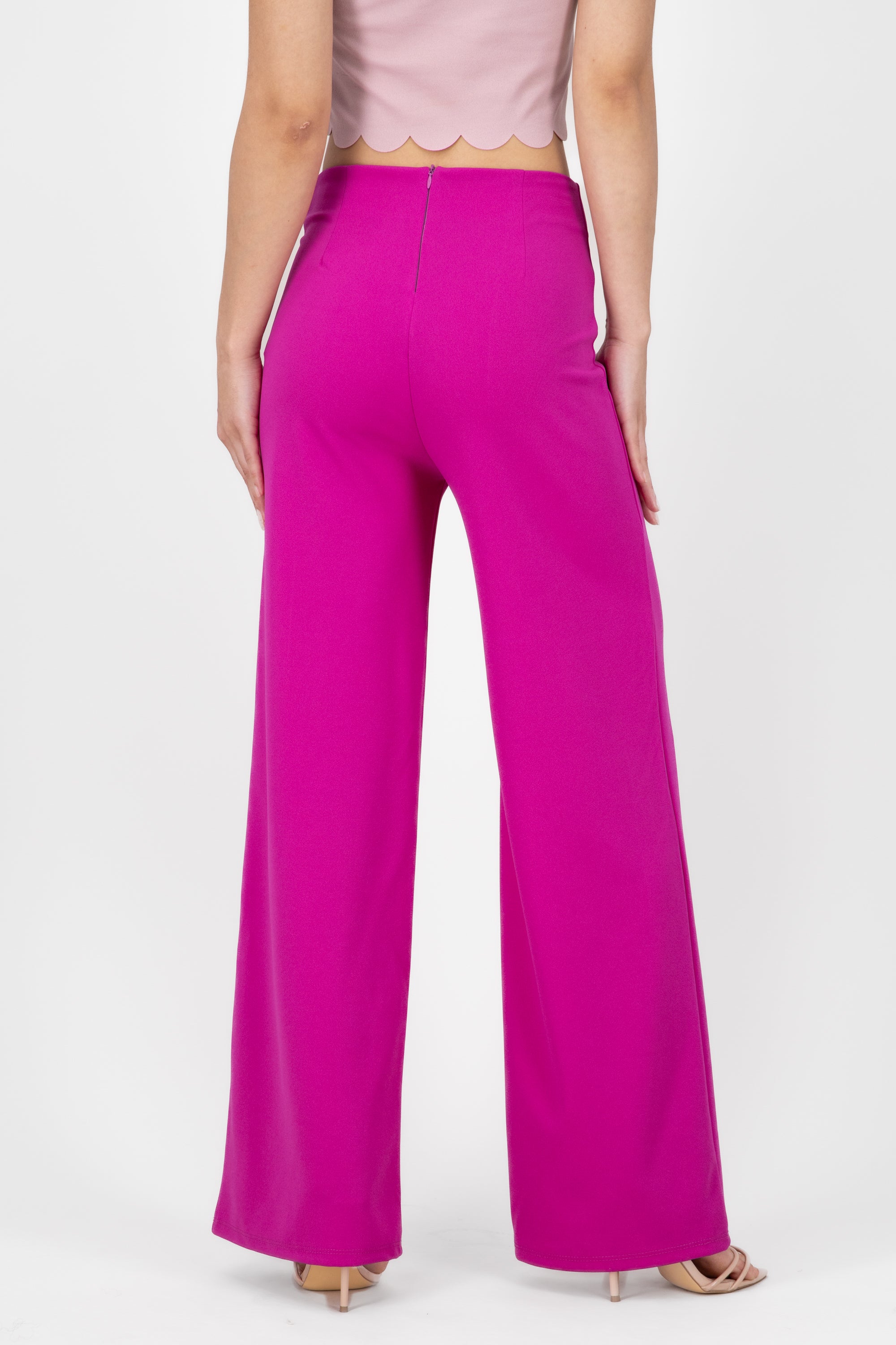 Wide leg pants high seams waist GRAPE