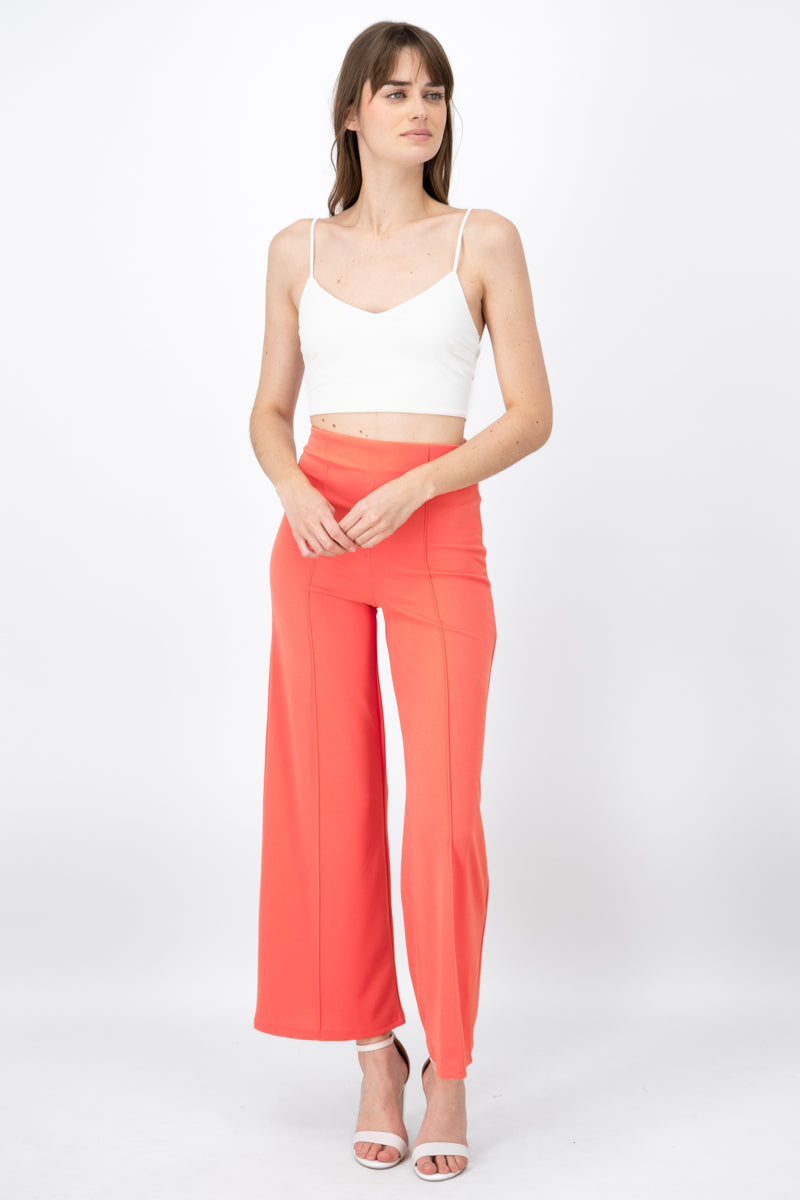 Wide leg pants high seams waist CORAL