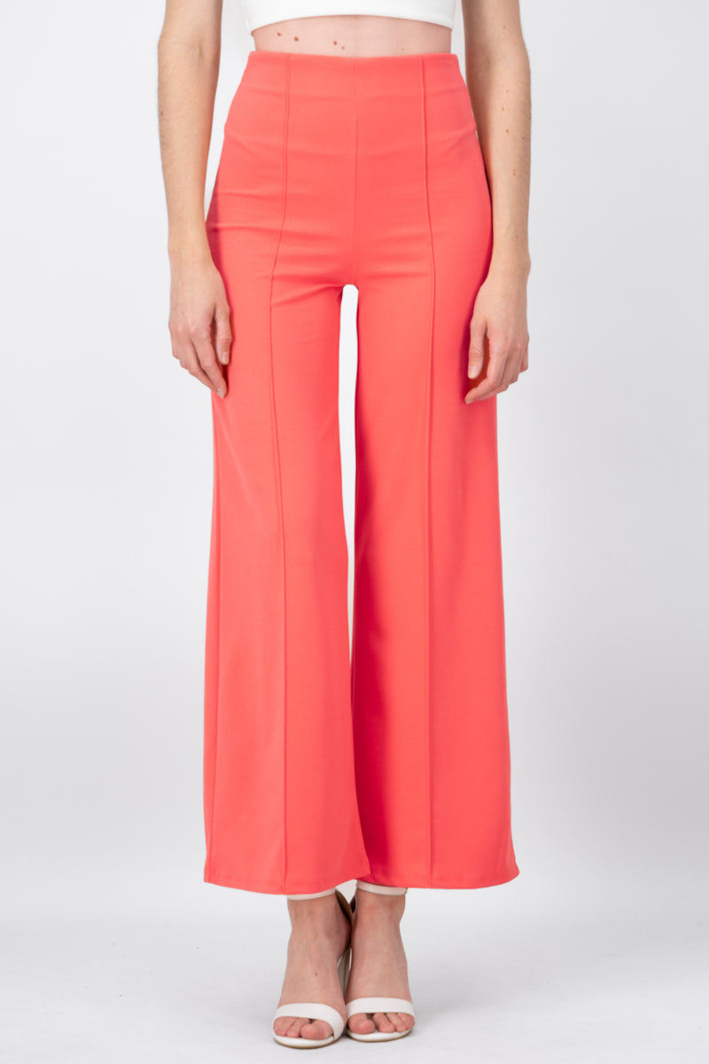 Wide leg pants high seams waist CORAL