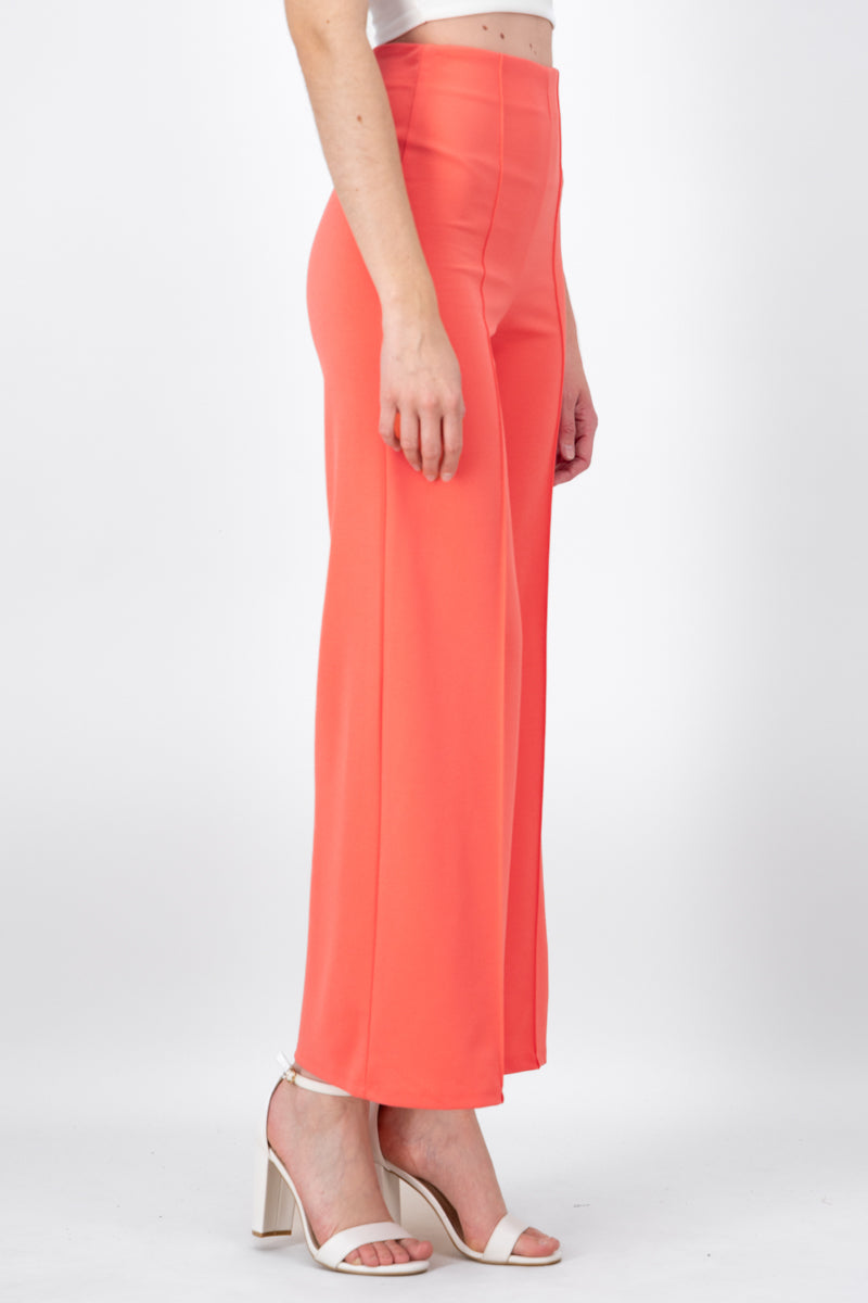 Wide leg pants high seams waist CORAL