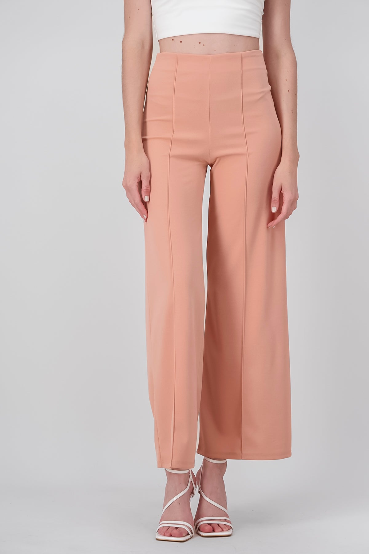 Wide leg pants high seams waist PEACH