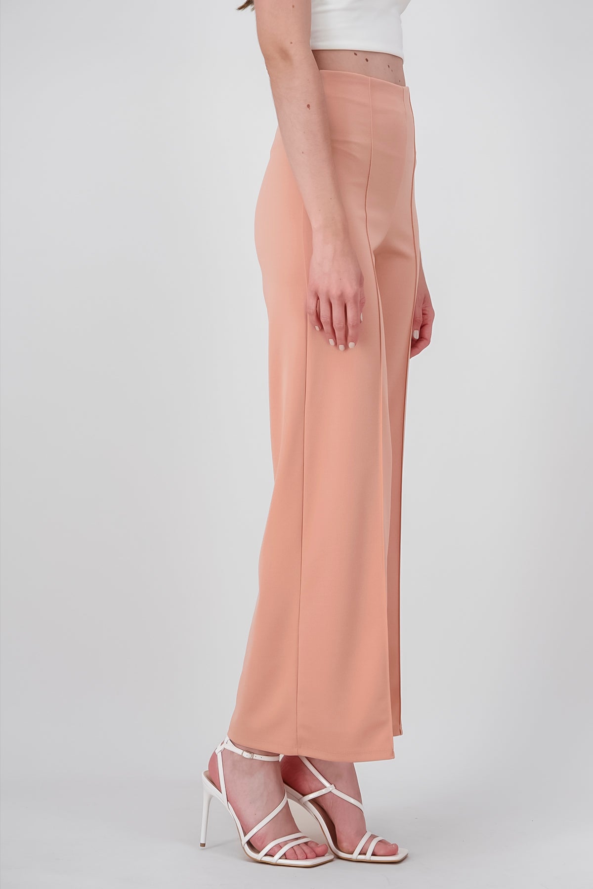 Wide leg pants high seams waist PEACH