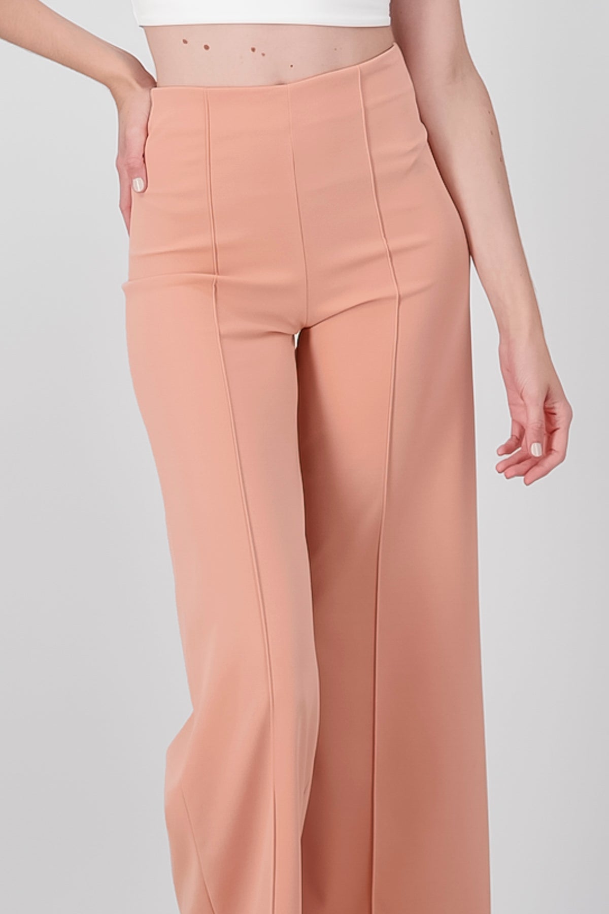 Wide leg pants high seams waist PEACH