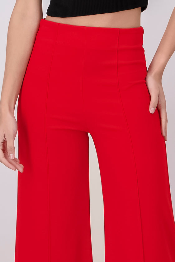 Wide leg pants high seams waist Poppy red