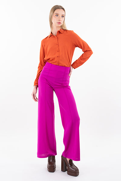 Wide leg pants high seams waist PINK