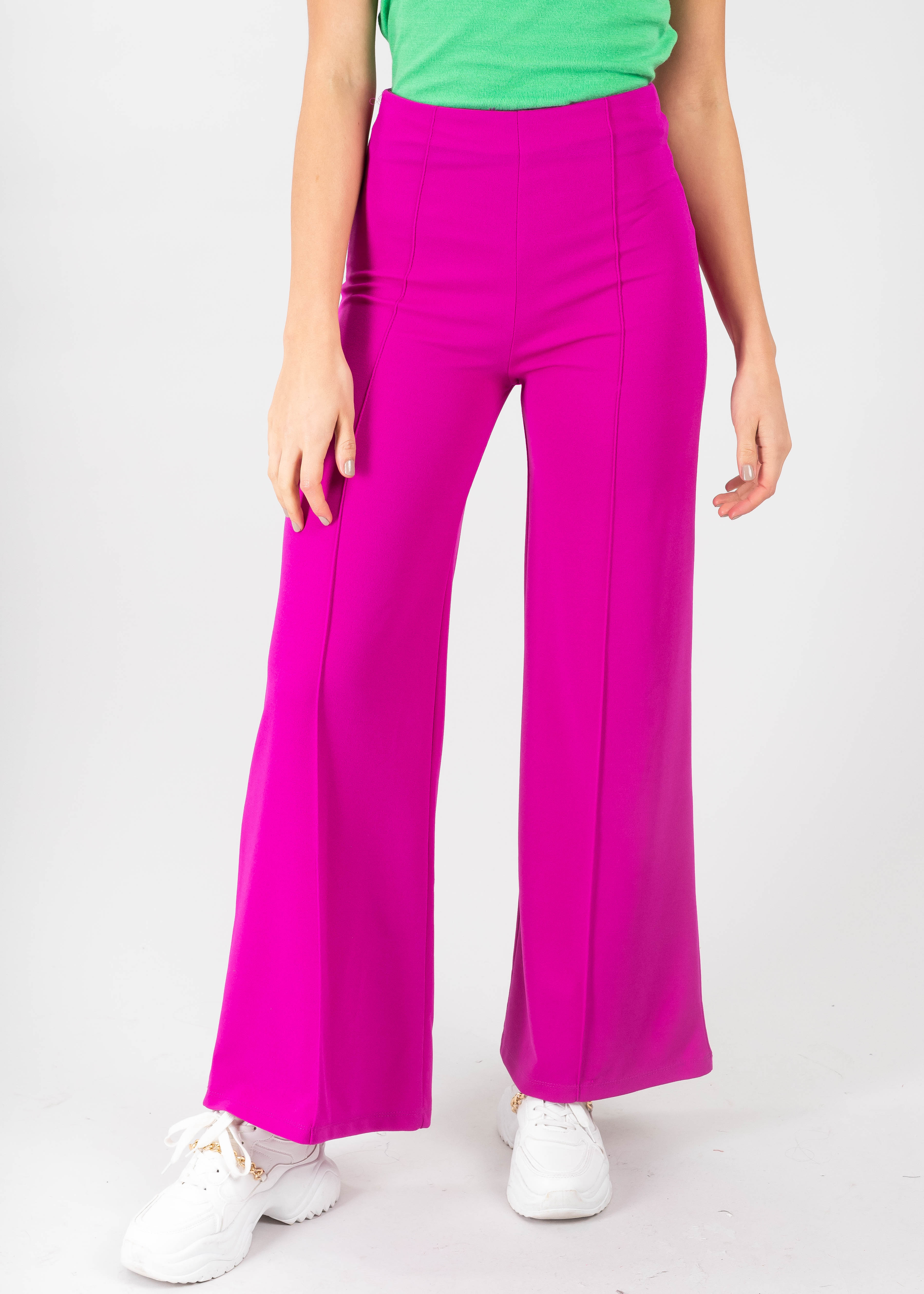 Pantalón Wide Leg Cintura Alta Costuras FIUSHA