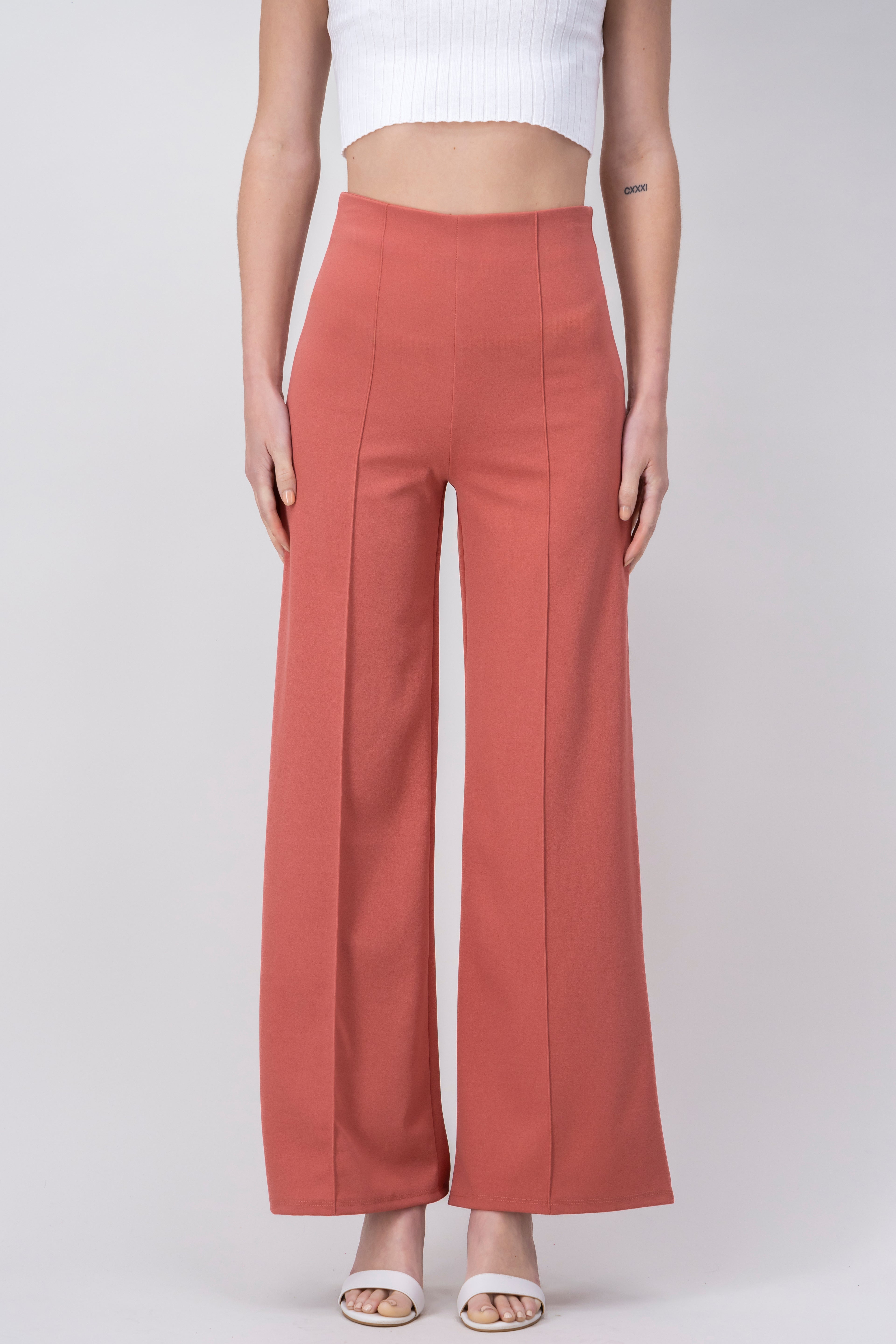 Wide leg pants high seams waist Blush