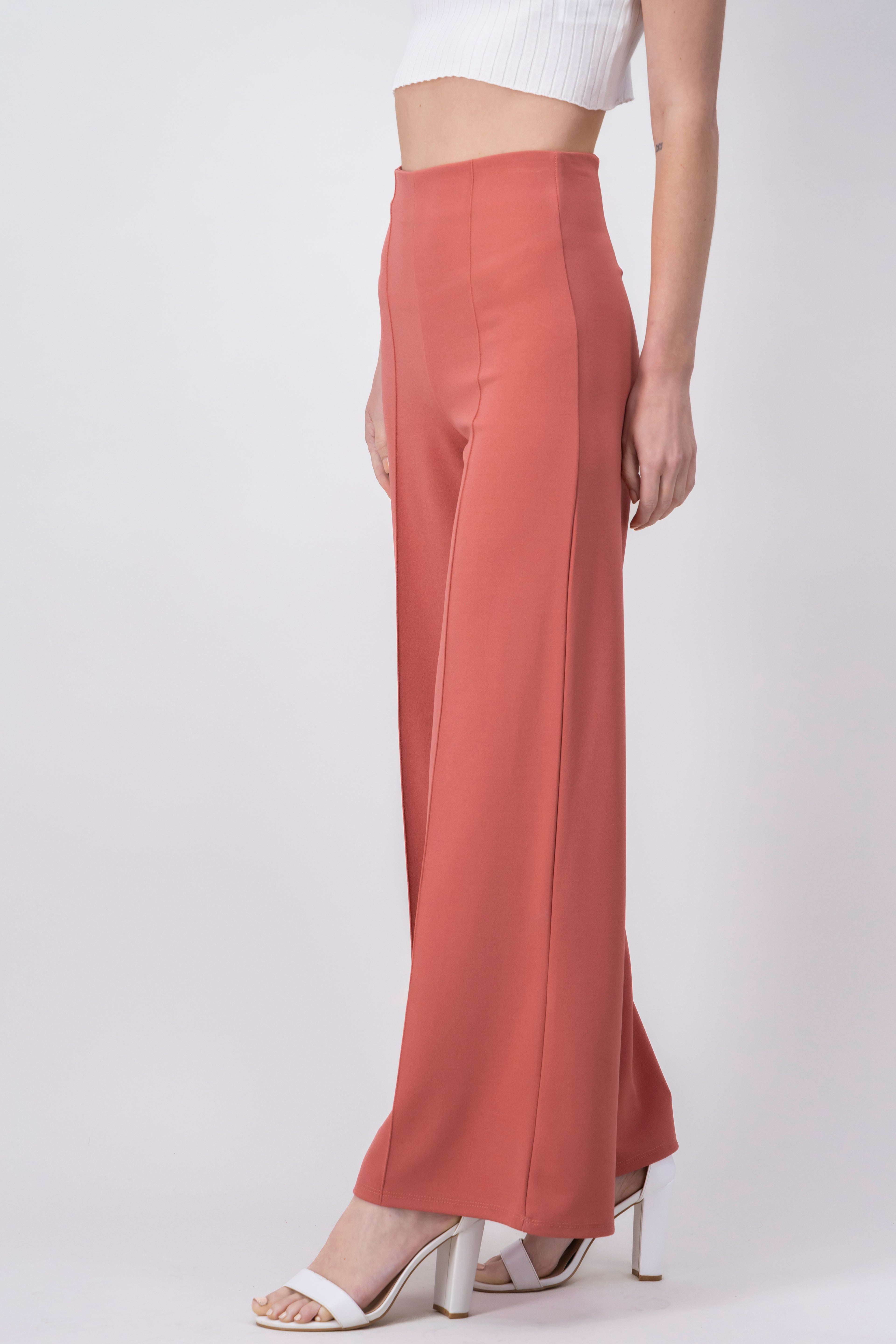 Wide leg pants high seams waist Blush