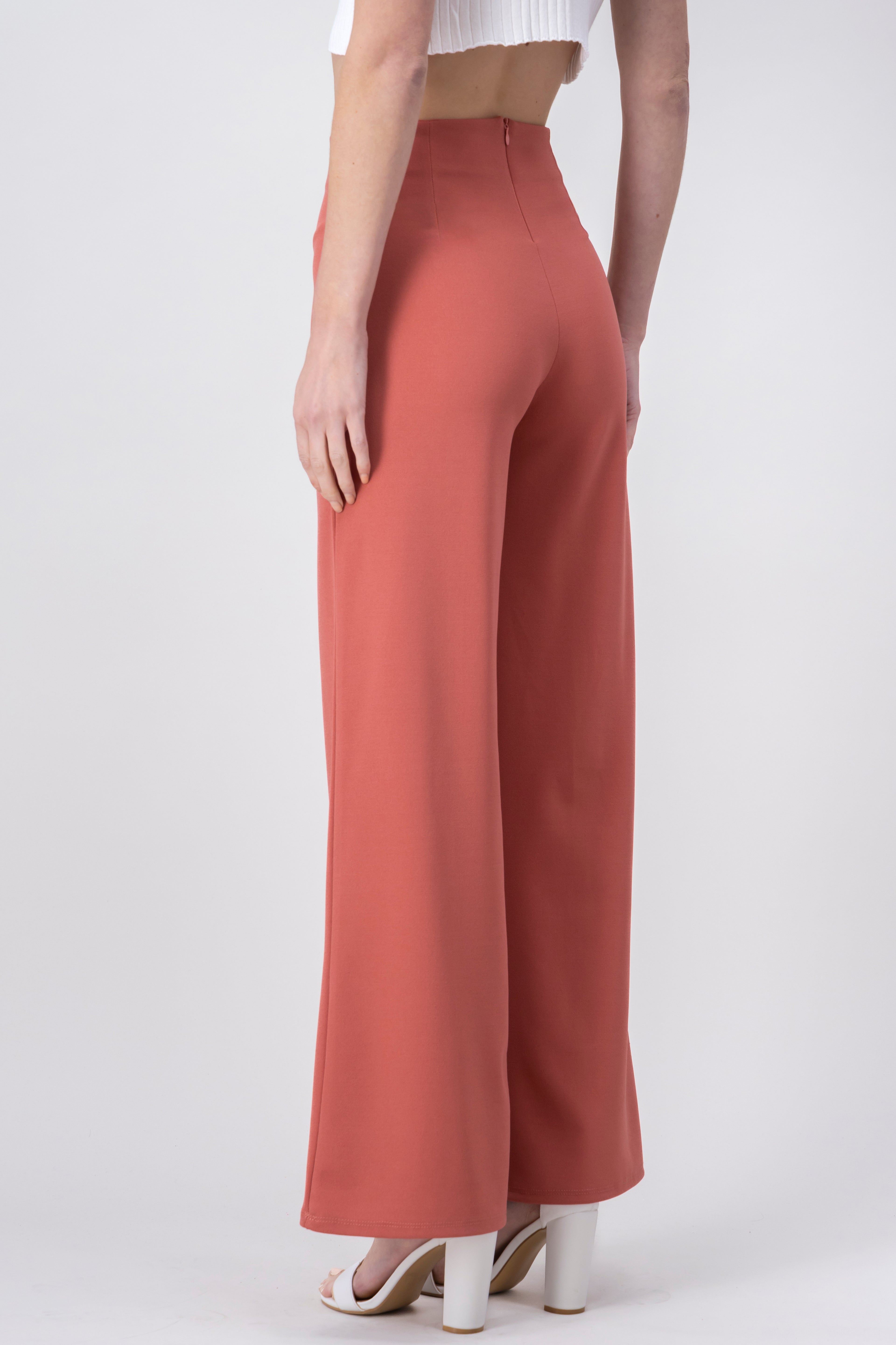 Wide leg pants high seams waist Blush