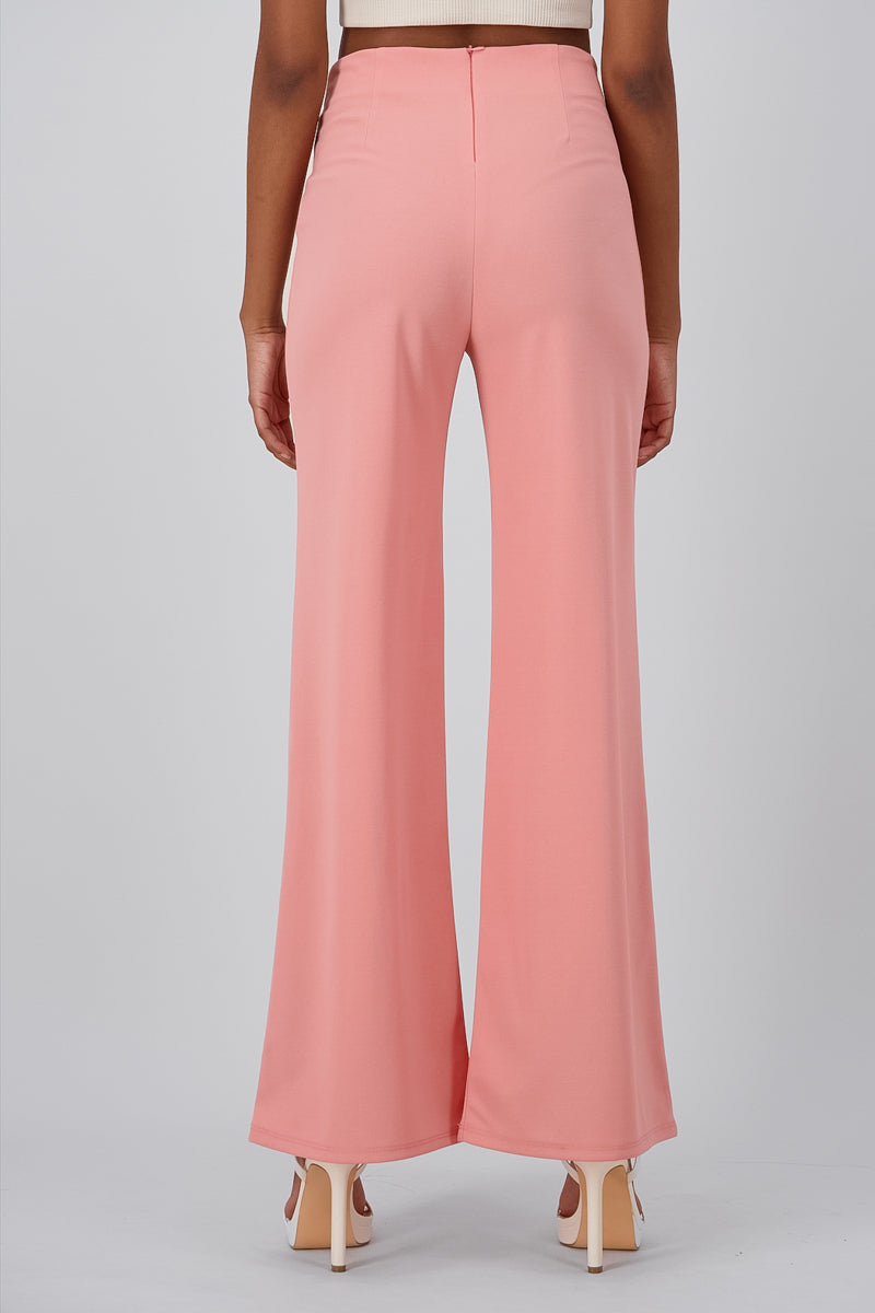 Pantalón Wide Leg Cintura Alta Costuras ROSA PASTEL