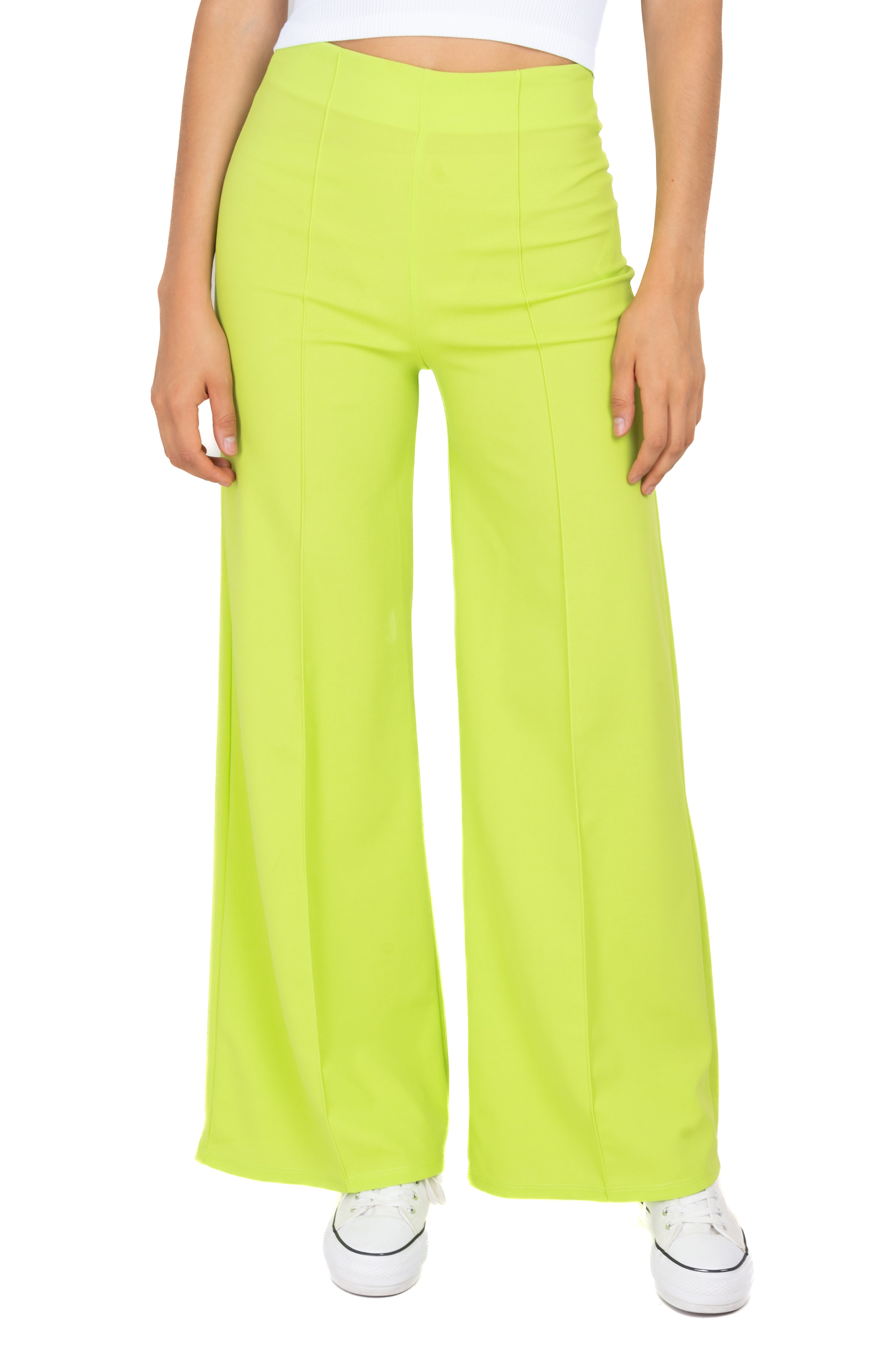 Pantalón Wide Leg Cintura Alta Costuras VERDE LIMA