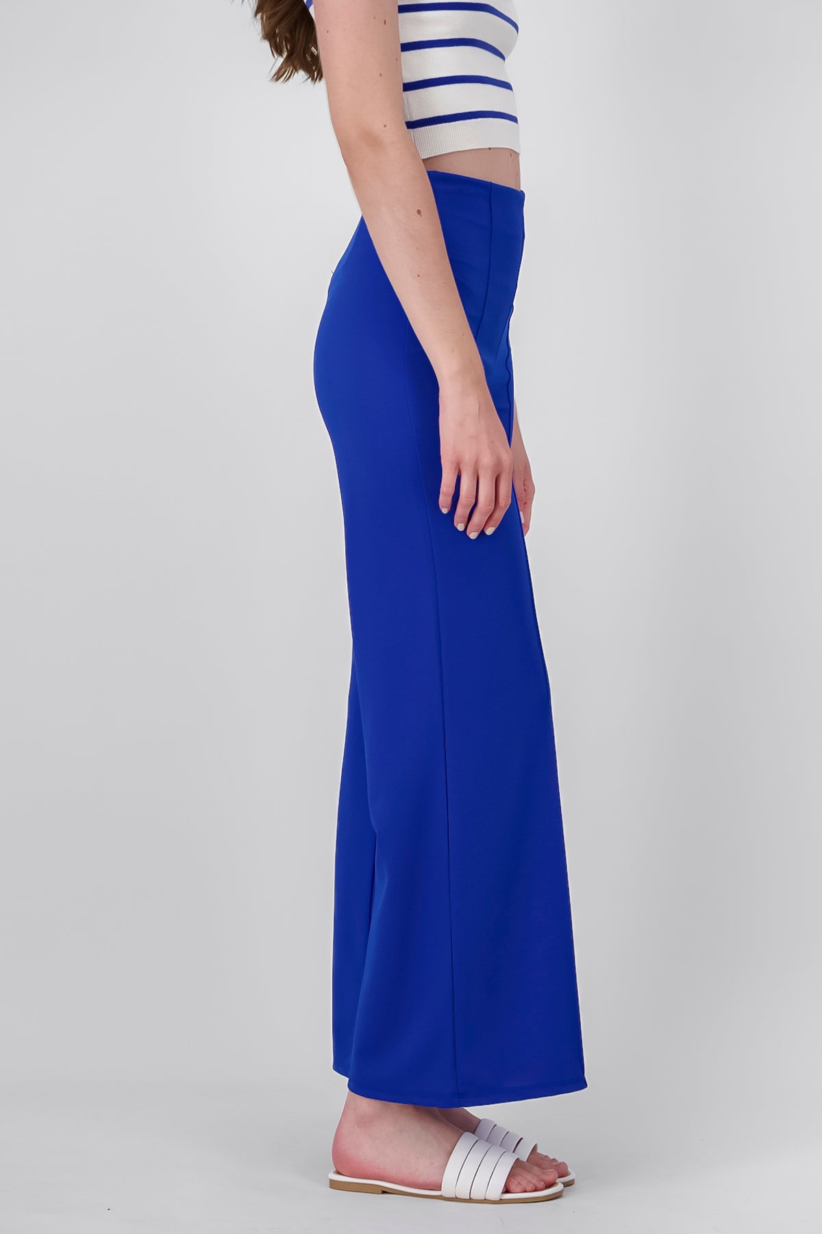 Wide leg pants high seams waist Bright blue