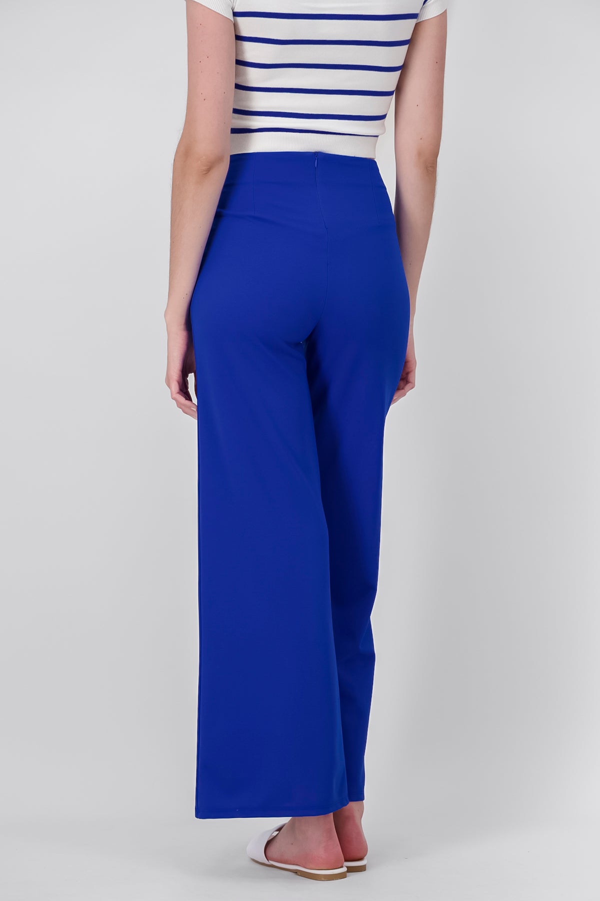 Wide leg pants high seams waist Bright blue