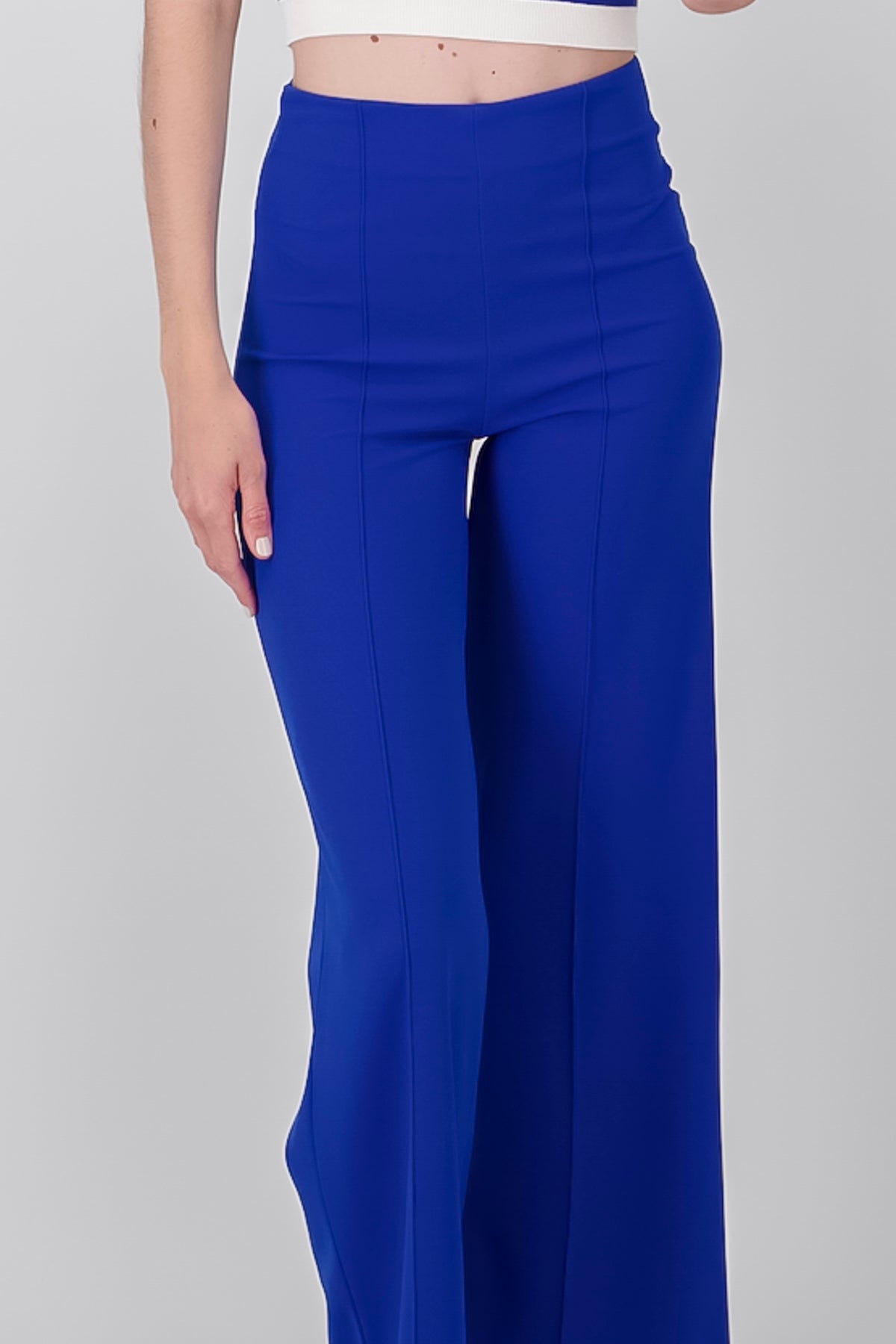 Wide leg pants high seams waist Bright blue