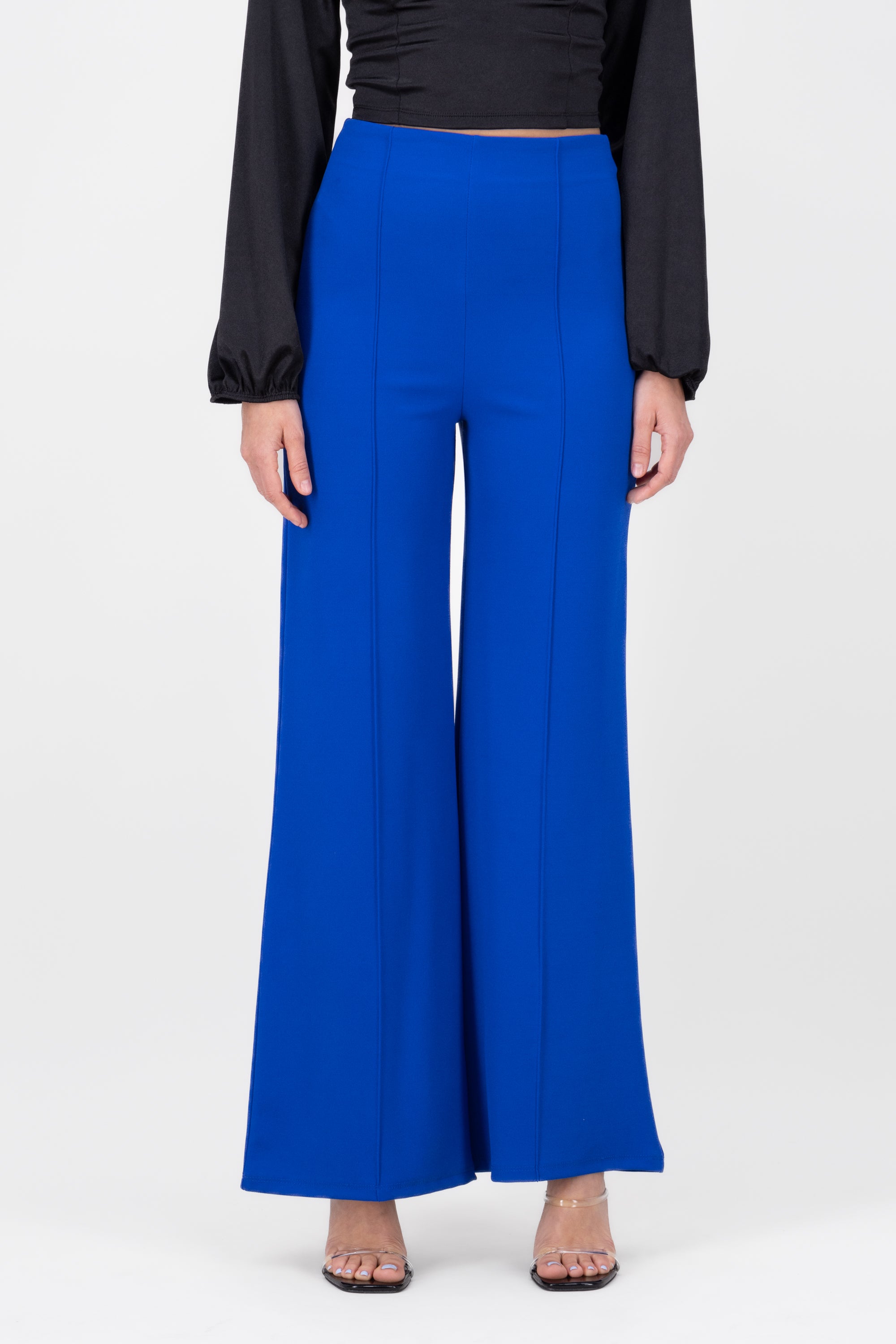 Wide leg pants high seams waist Electric blue