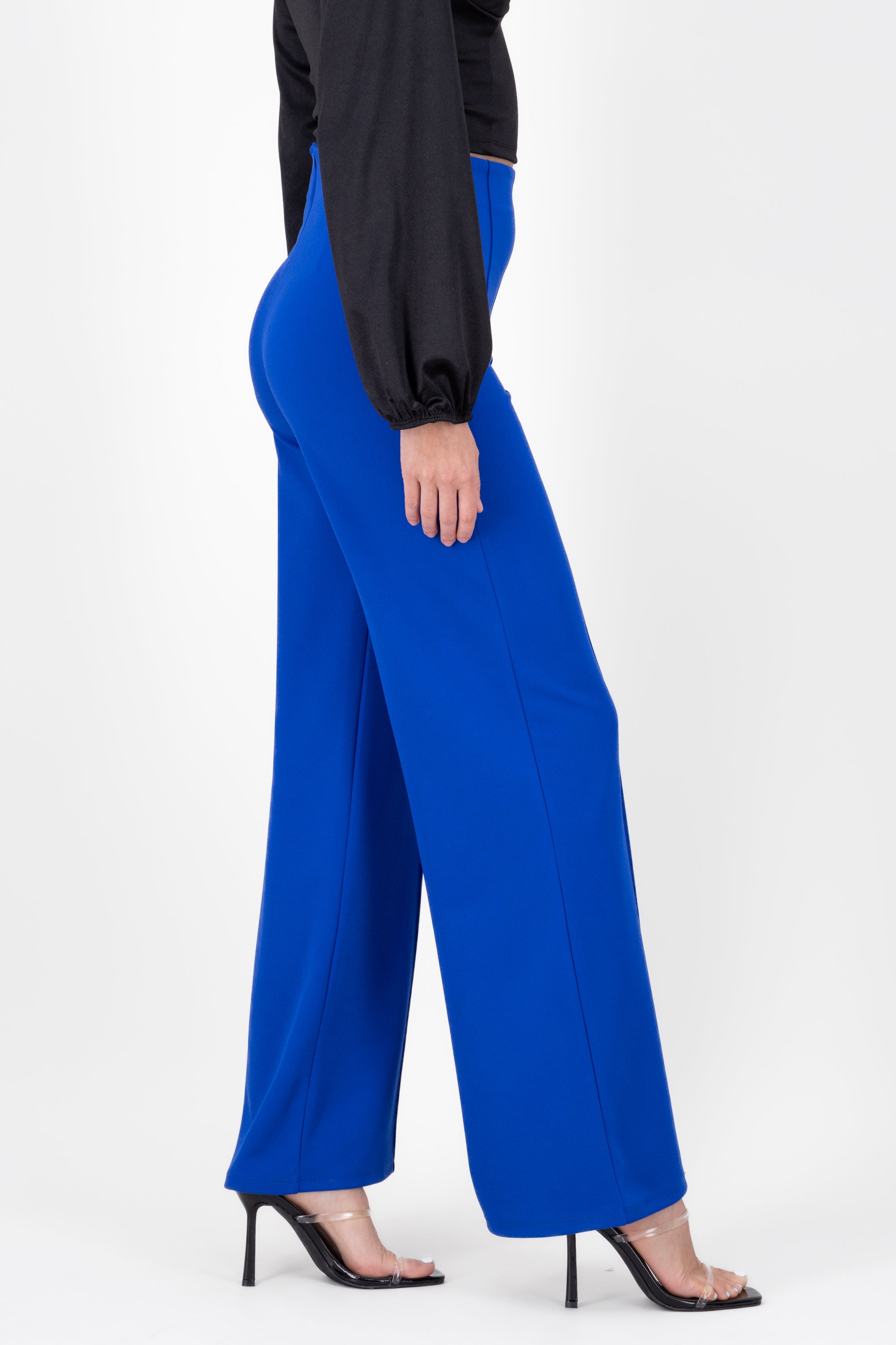 Wide leg pants high seams waist Electric blue