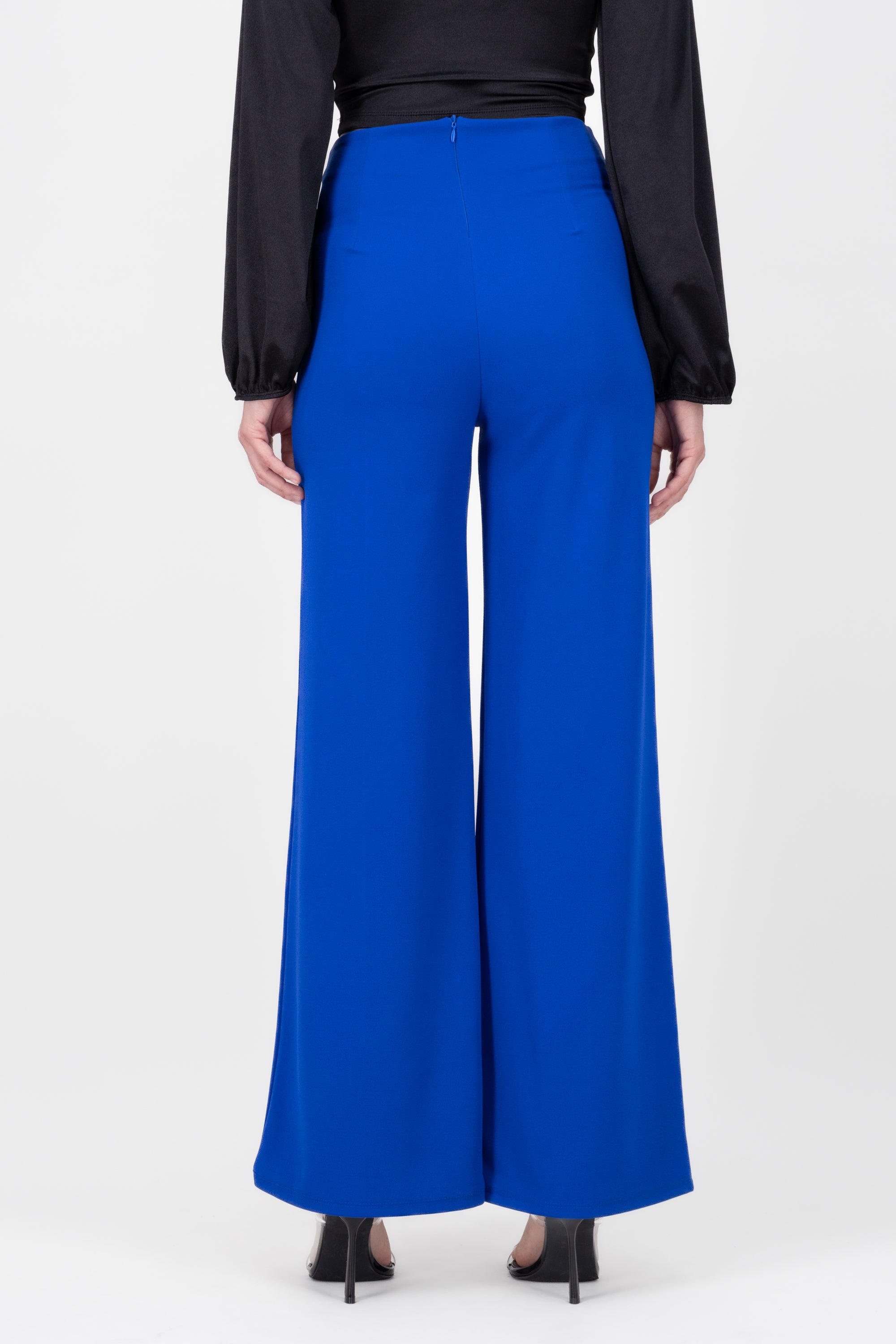 Wide leg pants high seams waist Electric blue