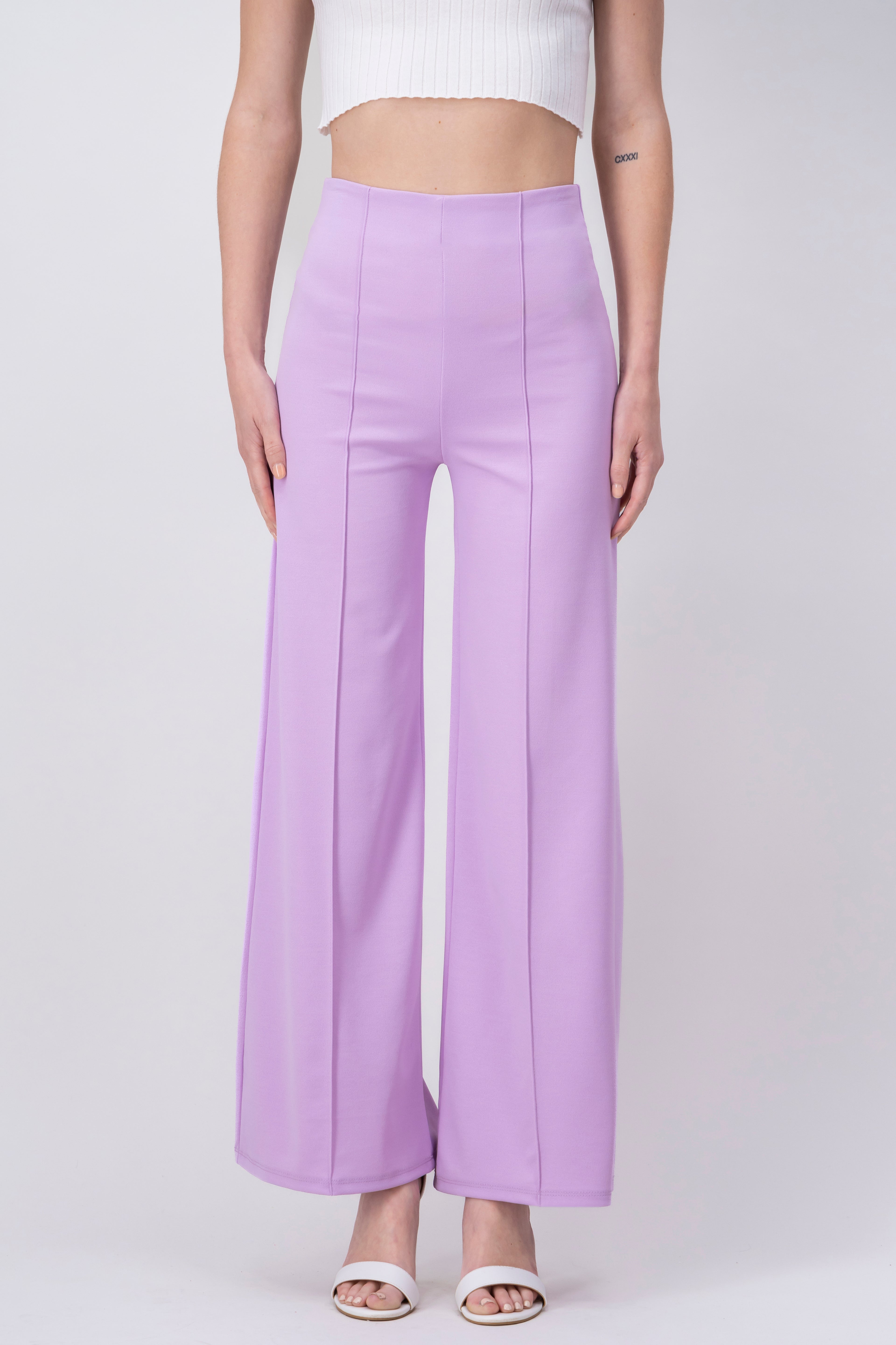 Wide leg pants high seams waist LAVENDER