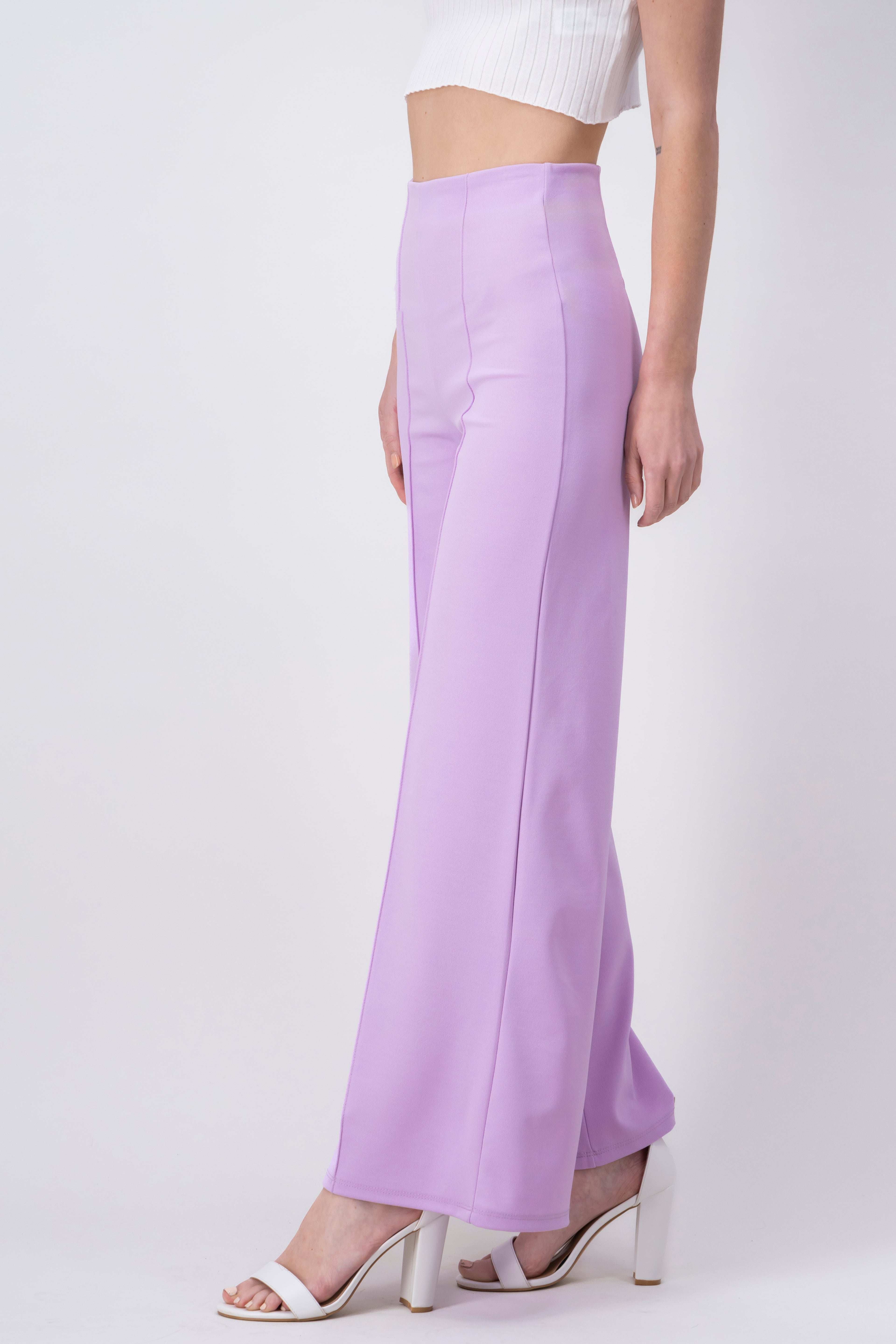 Wide leg pants high seams waist LAVENDER