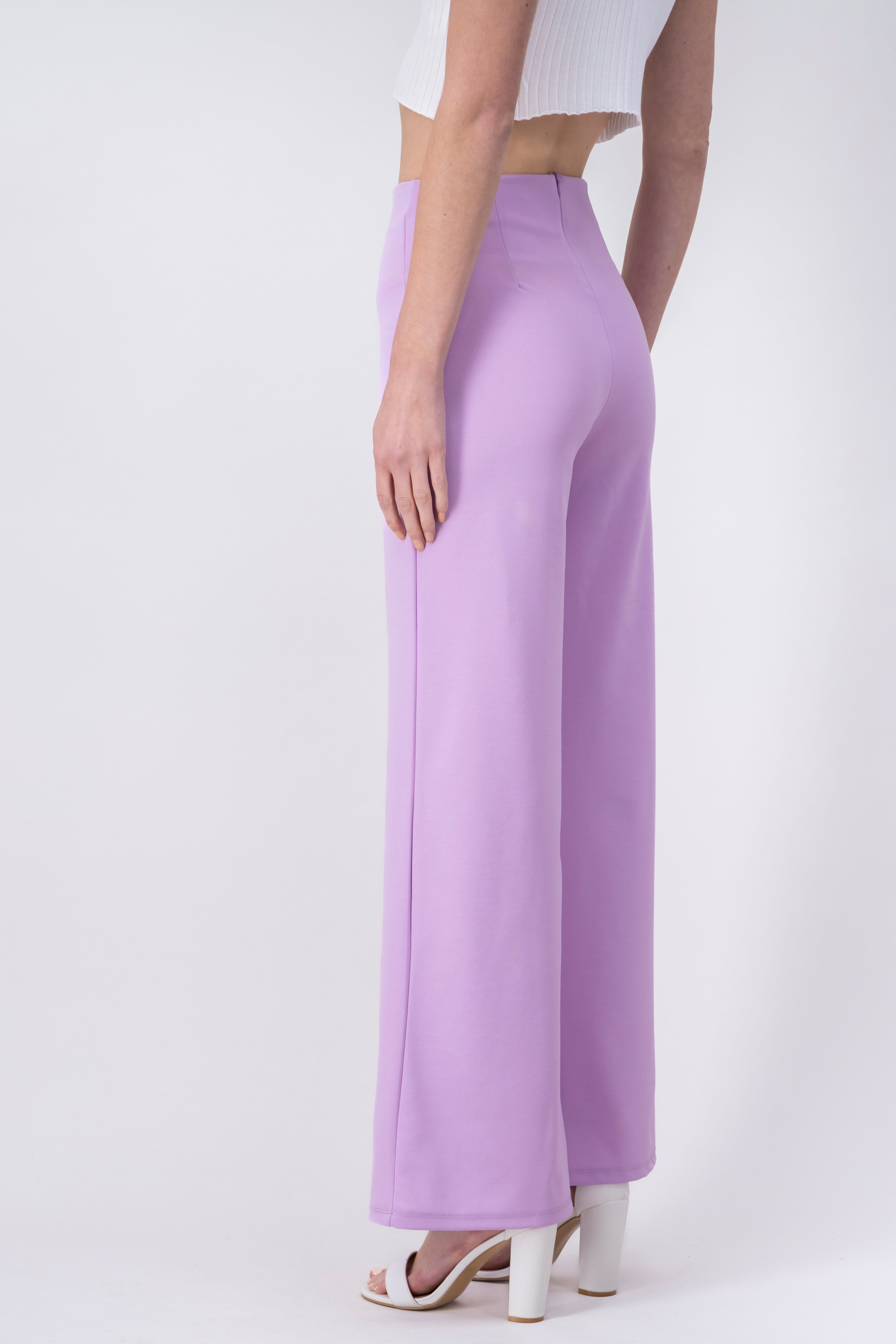 Wide leg pants high seams waist LAVENDER