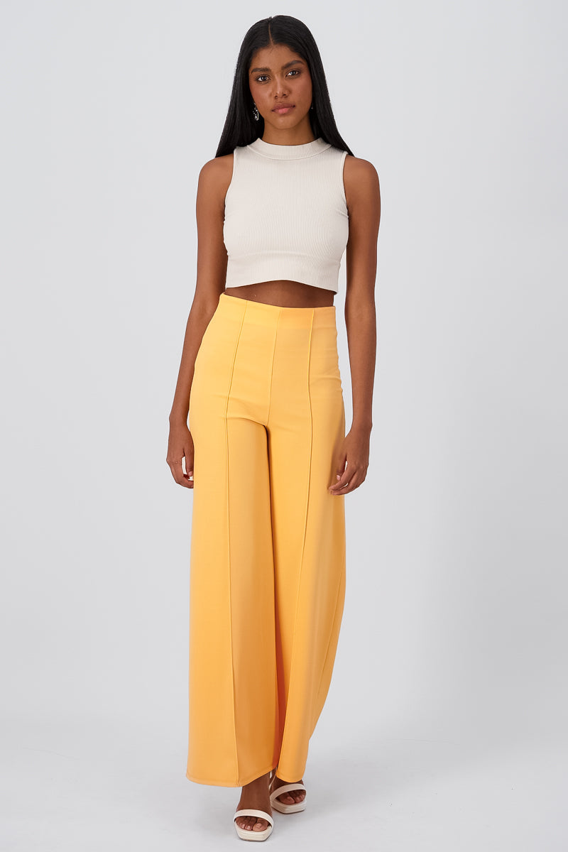 Wide leg pants high seams waist TANGERINE