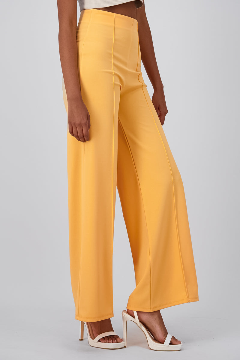 Wide leg pants high seams waist TANGERINE