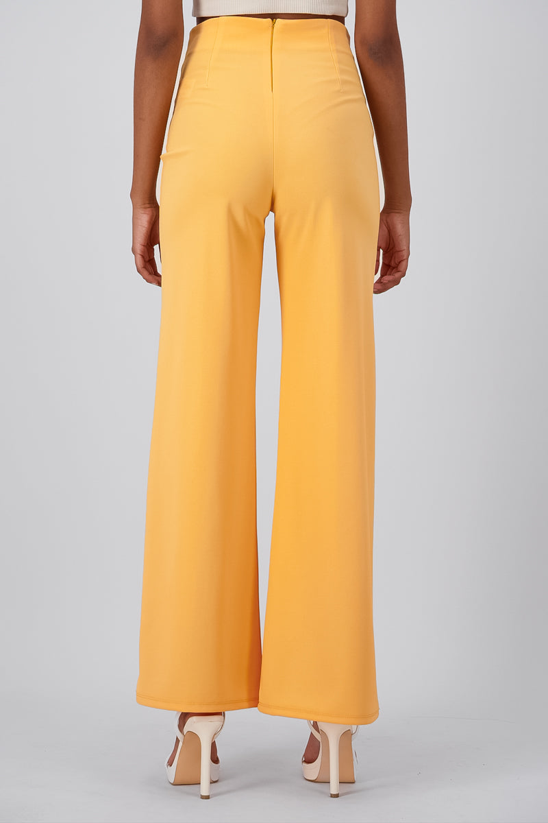 Wide leg pants high seams waist TANGERINE