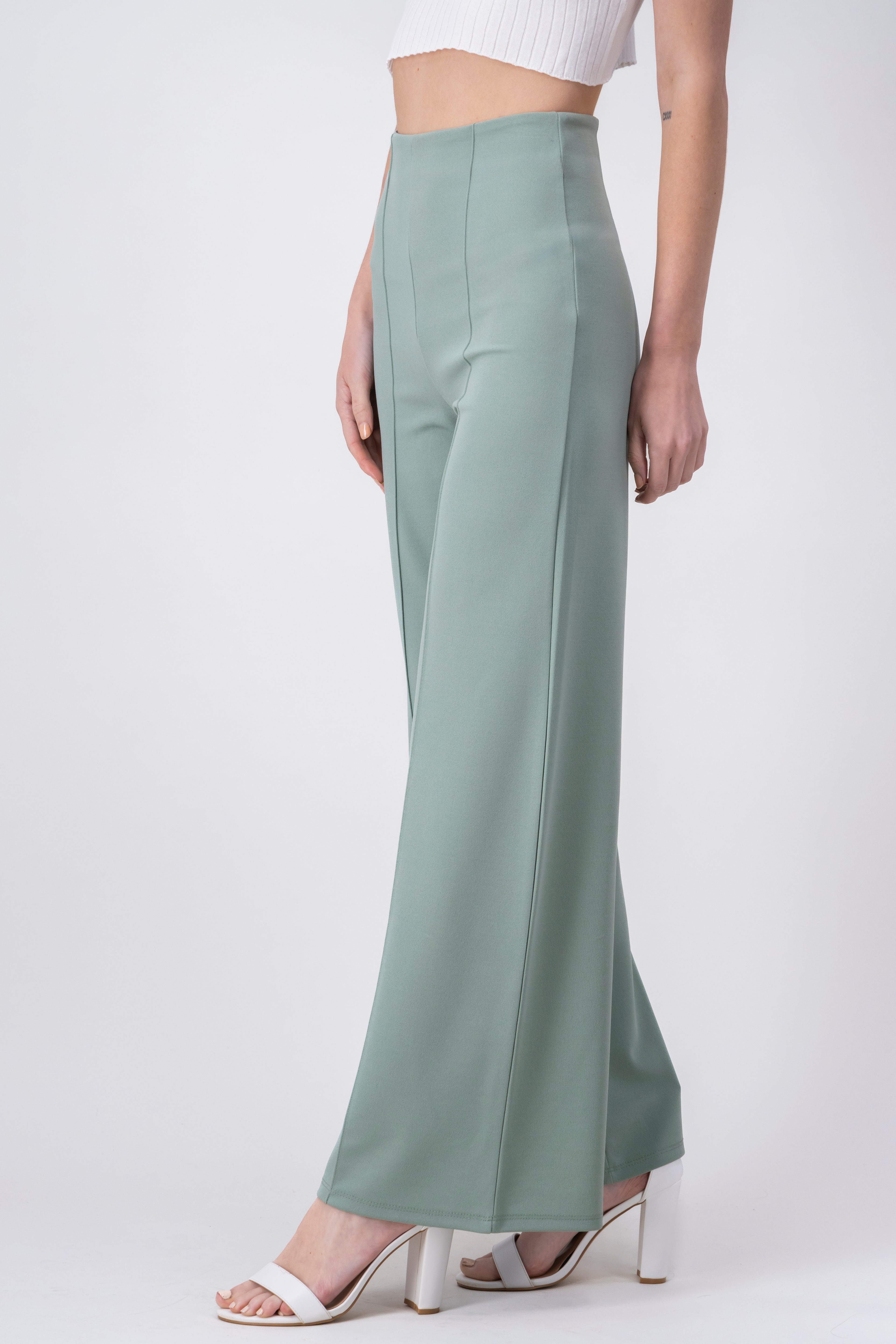 Pantalón Wide Leg Cintura Alta Costuras SAGE