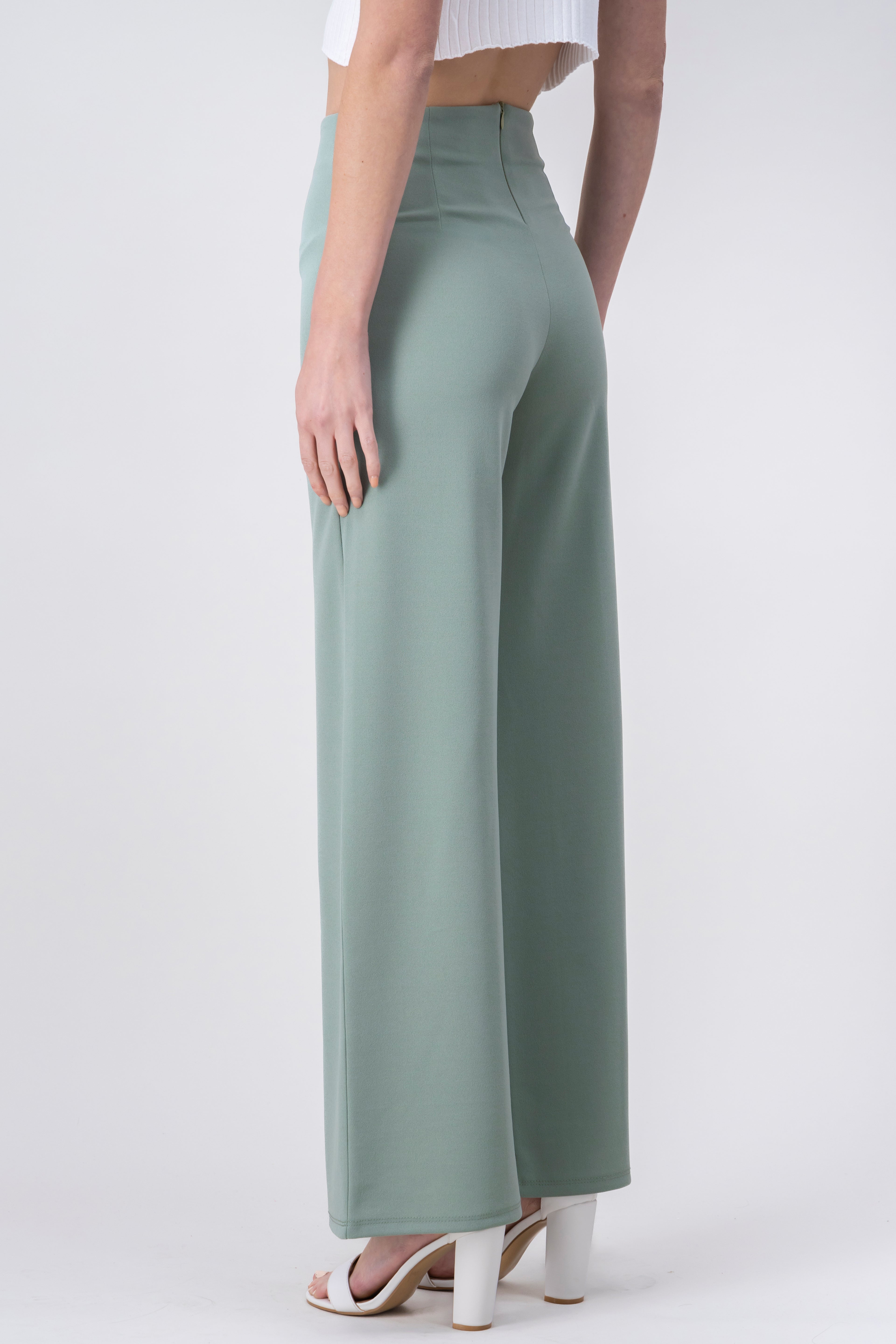 Pantalón Wide Leg Cintura Alta Costuras SAGE