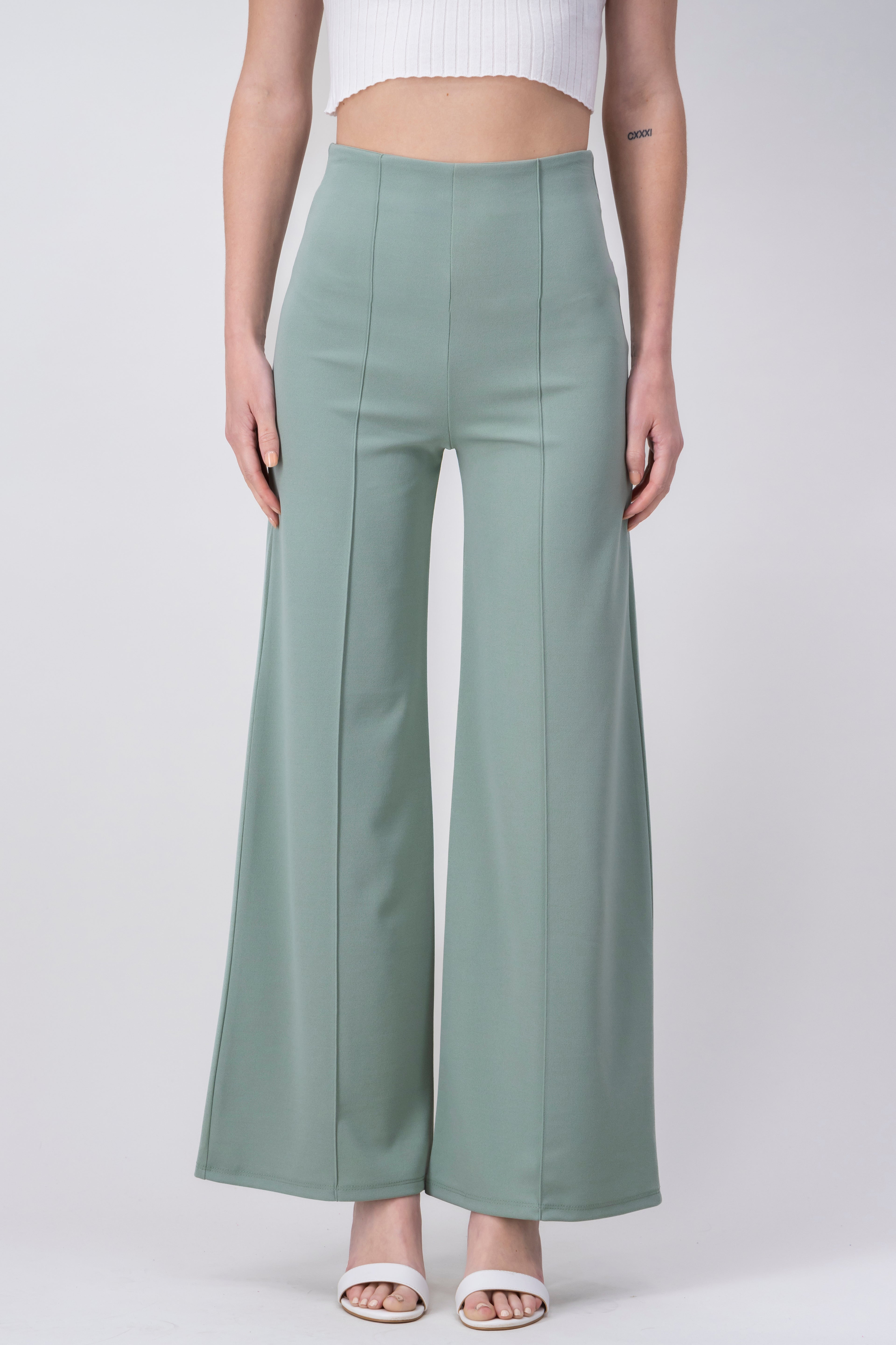 Pantalón Wide Leg Cintura Alta Costuras SAGE